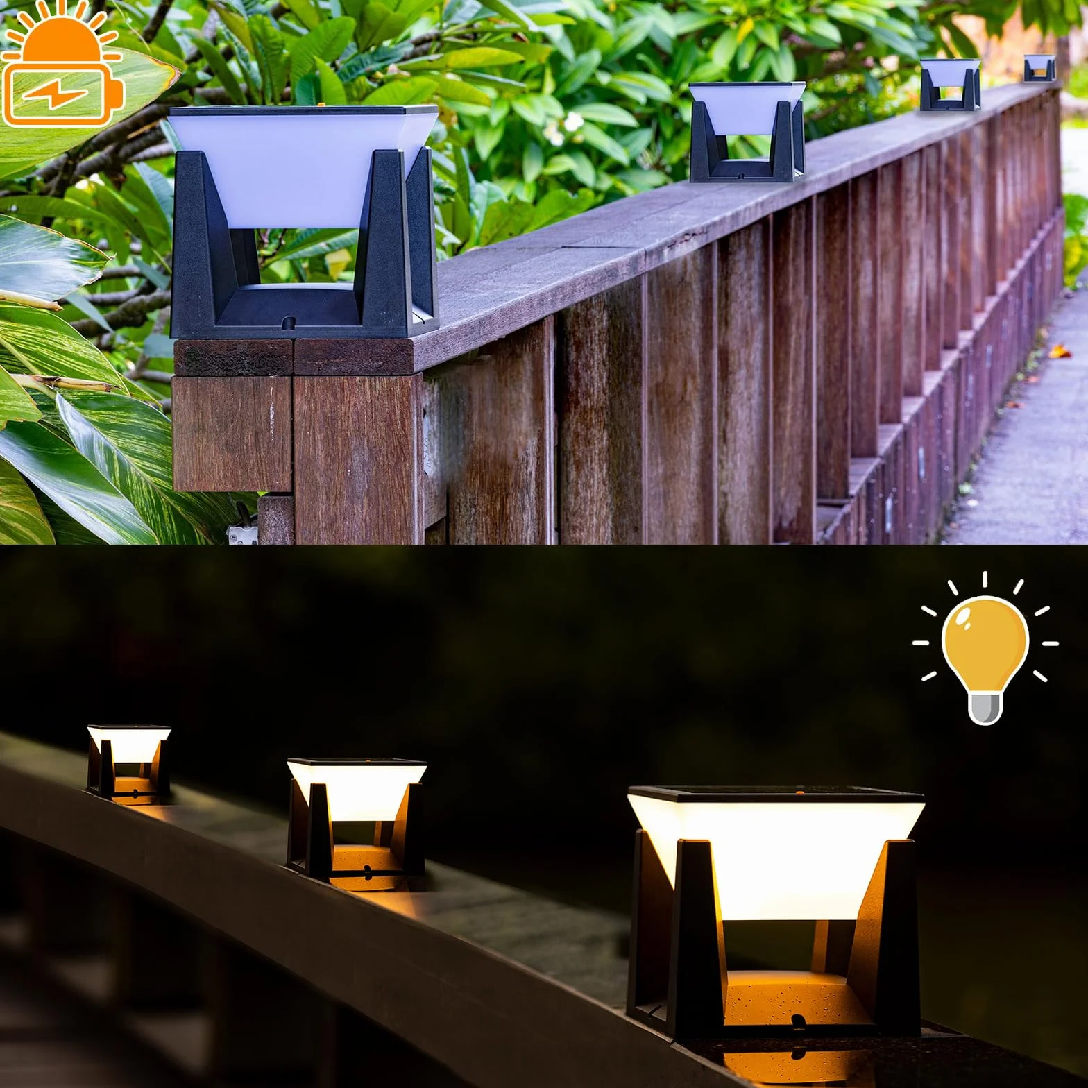 Lampa ogrodowa IP65, zewnętrzne lampy słoneczne, ciepła biel, czarne
