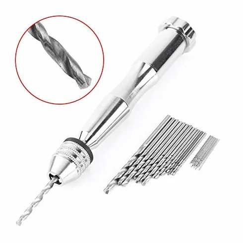 Estink Ręczne Wiertło Obrotowe Mini z 25-częściowym Zestawem Wierteł 0,5-3,0 mm Uchwyt 0,3-3,6 mm 12 cm