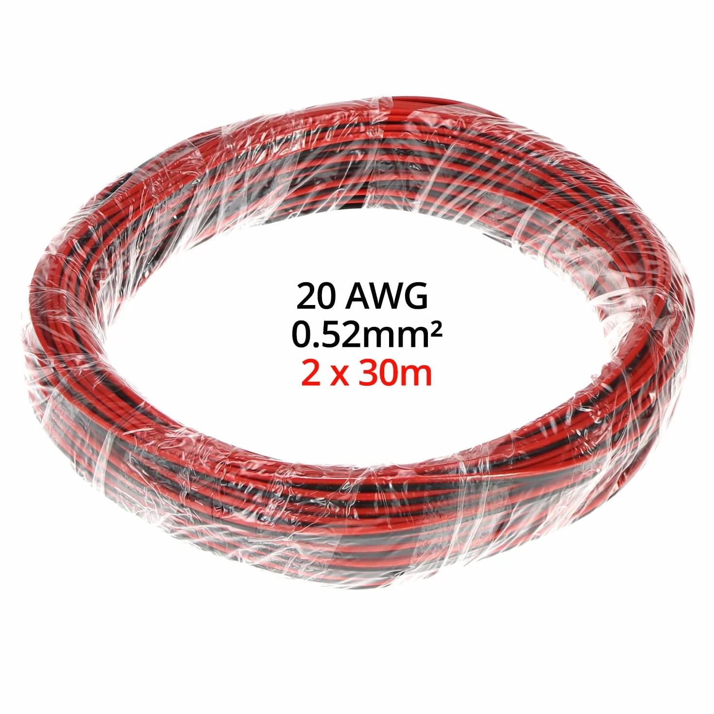 QWORK 20 AWG 0,52 mm² kabel elektryczny 2-żyłowy skręcany ocynkowany drut miedziany 30 m