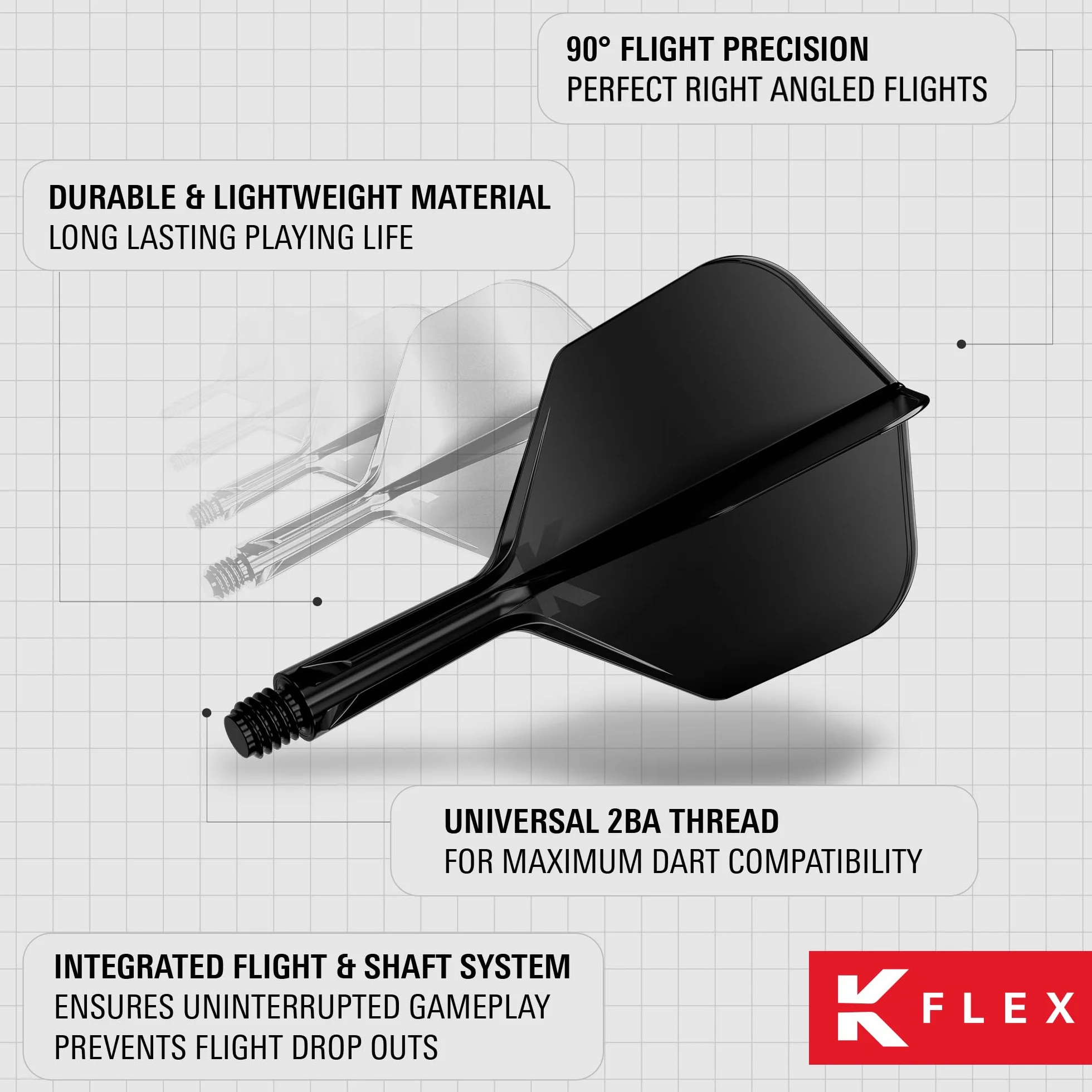 TARGET Darts K-Flex Integrated Dart Flights and Shafts, No.6, Kflex 9 Pack Bundle | Czarny, Biały, Przezroczysty, Czerwony, Zielony, Niebieski, Różowy, Pomarańczowy, Żółty | Krótki, Pośredni, Średni