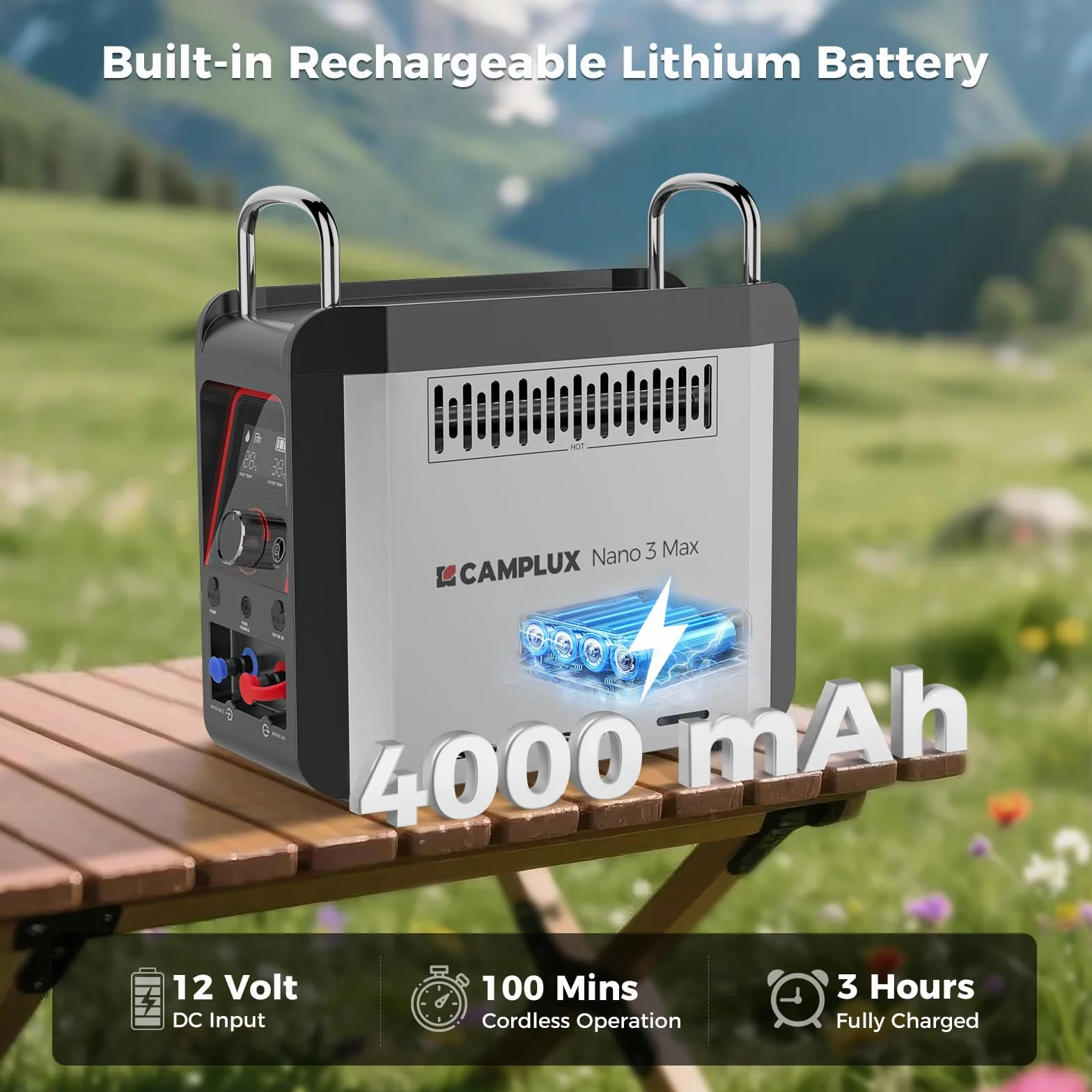 CAMPLUX Nano 3 Max Gazowy Podgrzewacz Wody Przenośny 3 L/min Butan 28-30 mbar 12V