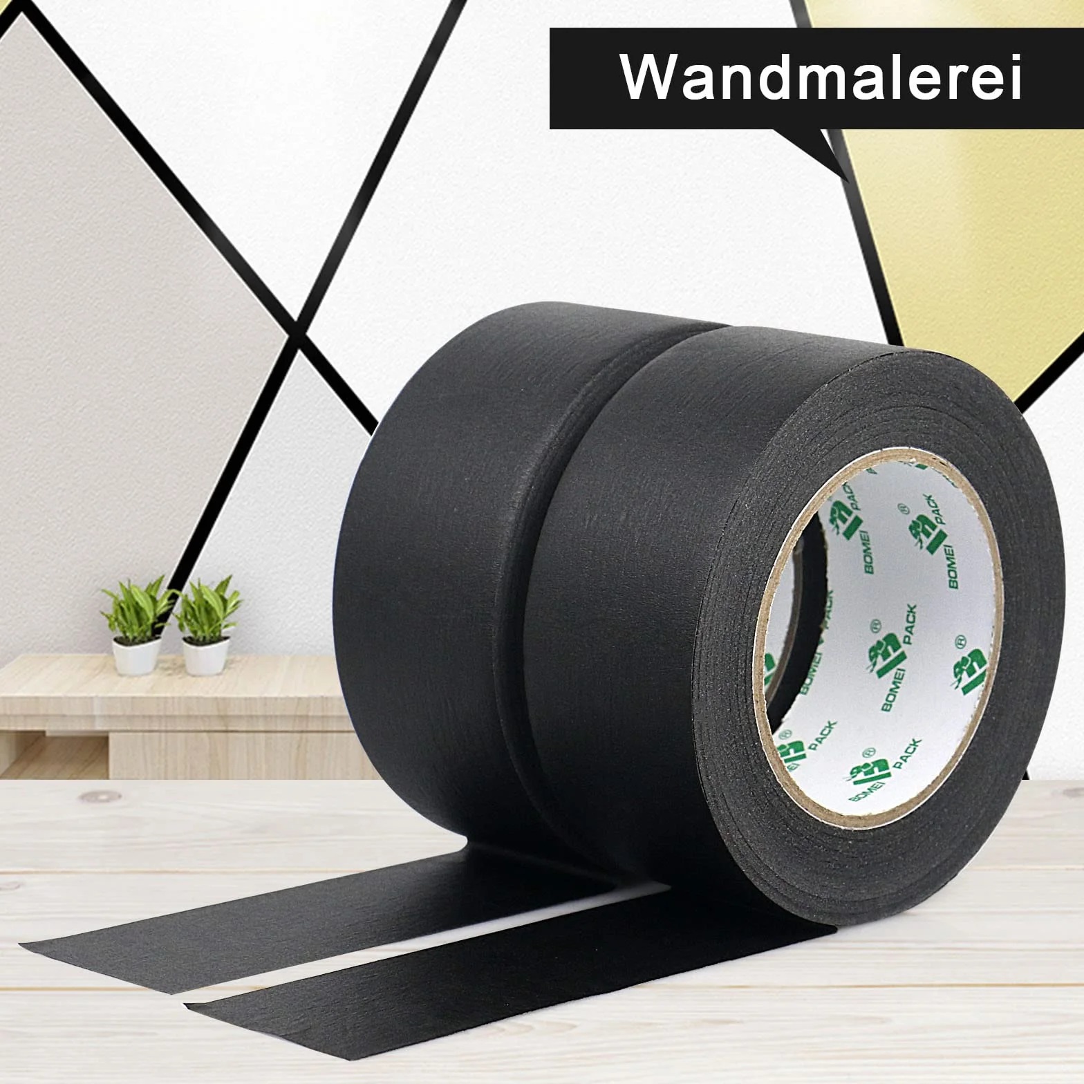 BOMEI PACK Taśma Maskująca Premium 2 rolki 50 m x 48 mm Czarna