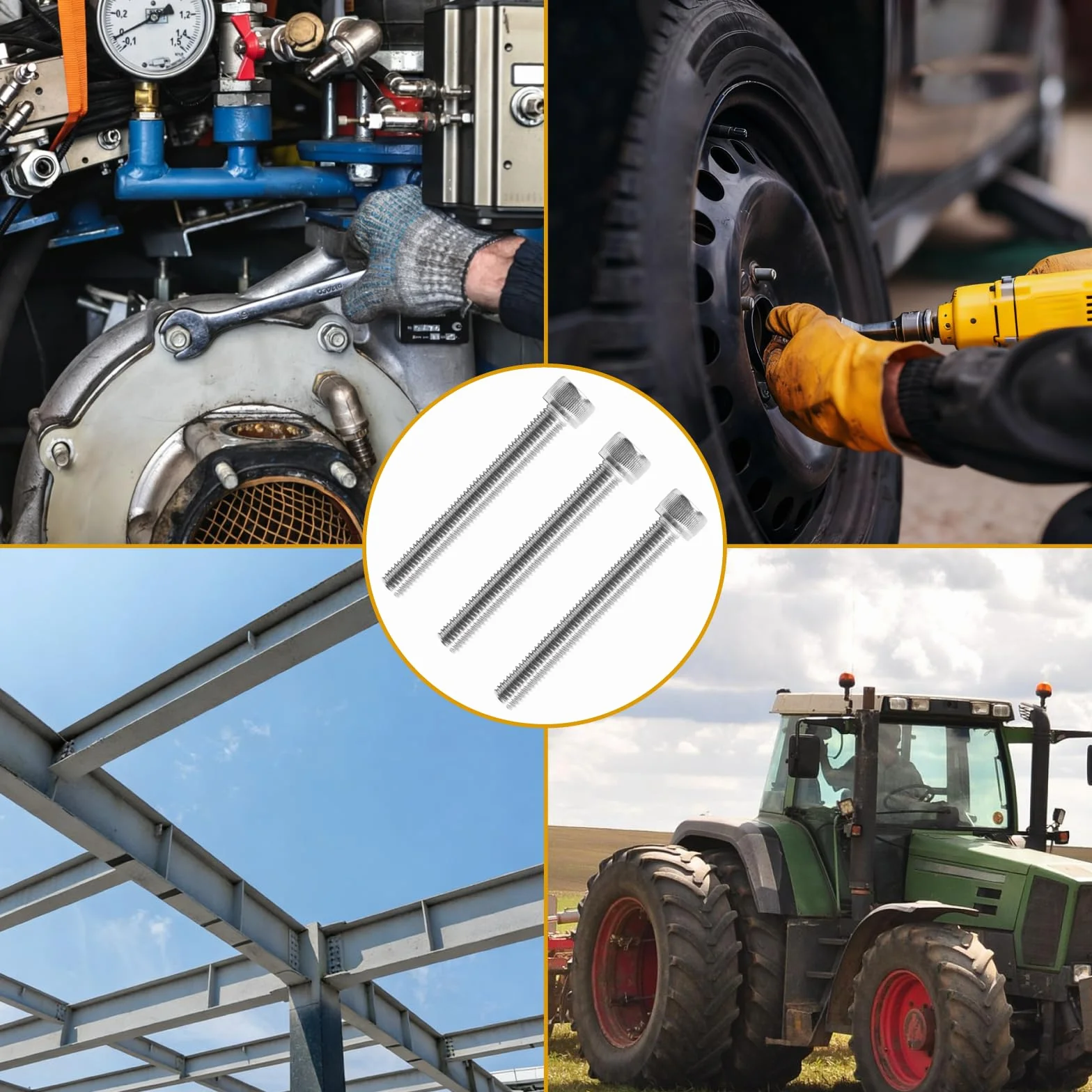 Zestaw 10 śrub M10, M10 x 80 mm, śruby z łbem cylindrycznym, śruby cylindryczne z łbem sześciokątnym, zestaw śrub gwintowanych ze stali nierdzewnej, zestaw śrub maszynowych, śruby sześciokątne