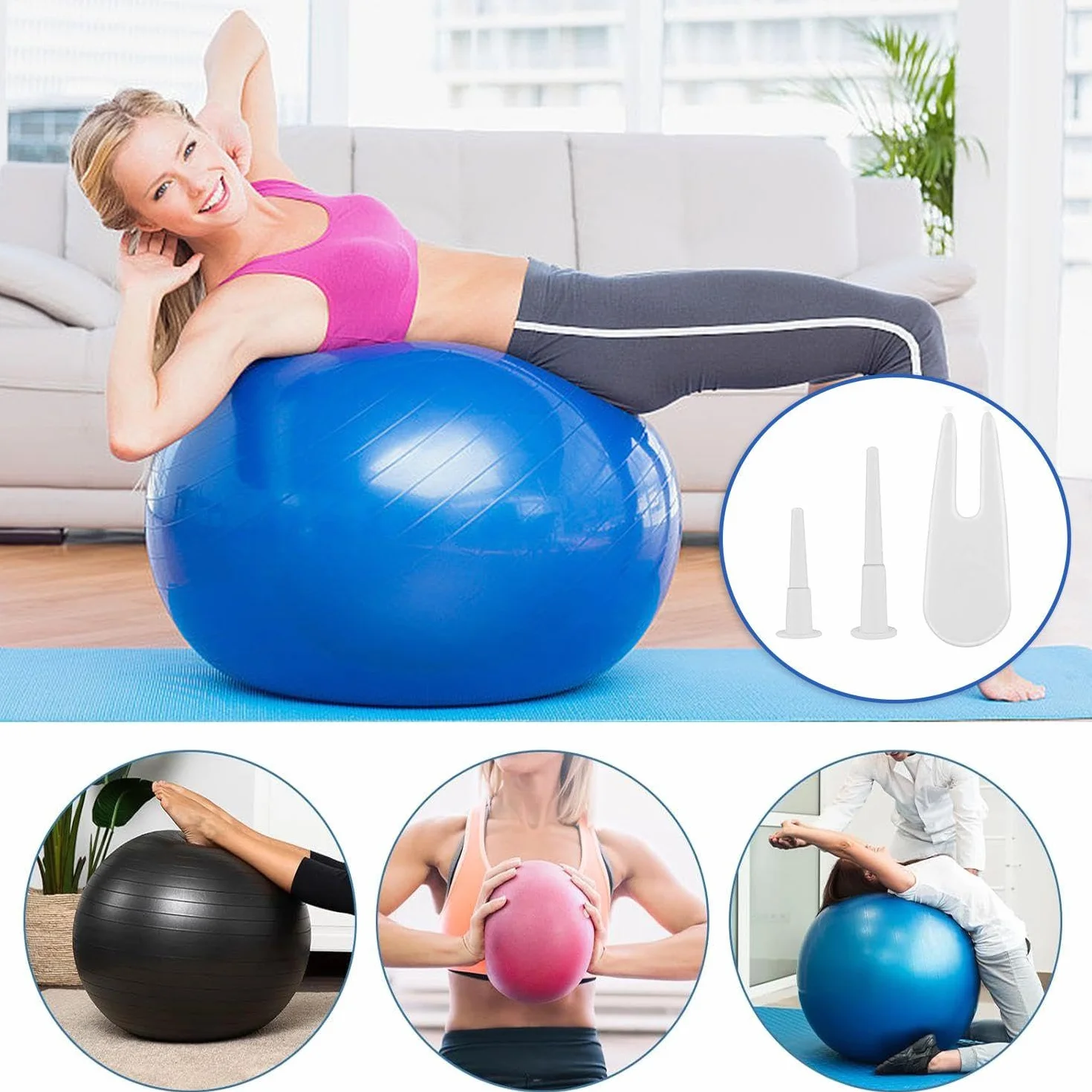 20 sztuk zatyczek powietrza Yogamall i 10 części demontażu powietrza, akcesoria do piłki do jogi, wymiana piłki fitness, piłka do masażu zatrzymanie powietrza.