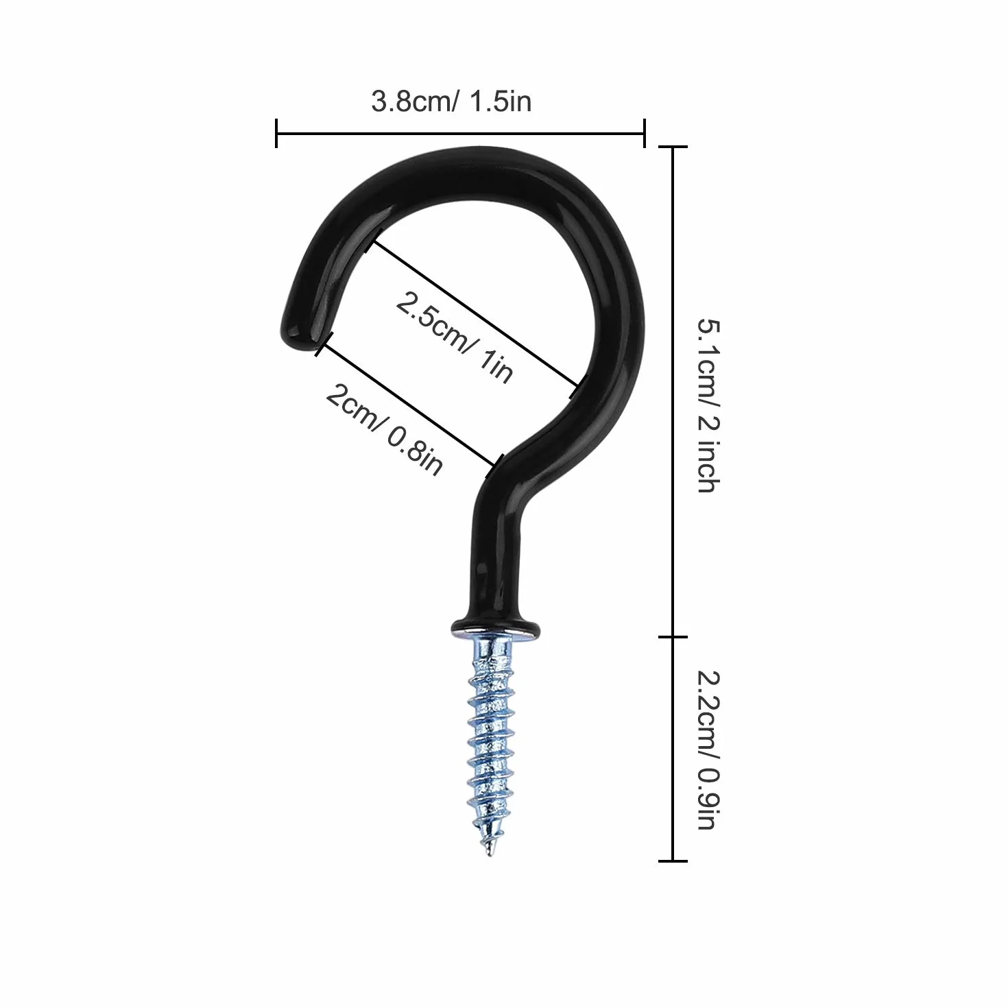 Haczyki śrubowe powlekane winylem 5 cm metalowe haczyki ścienne sufitowe