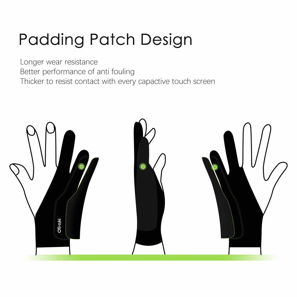 OTraki Rękawice Przeciwporostowe 2 sztuki 8 x 20,5 cm Drawing Gloves do Tabletów Graficznych
