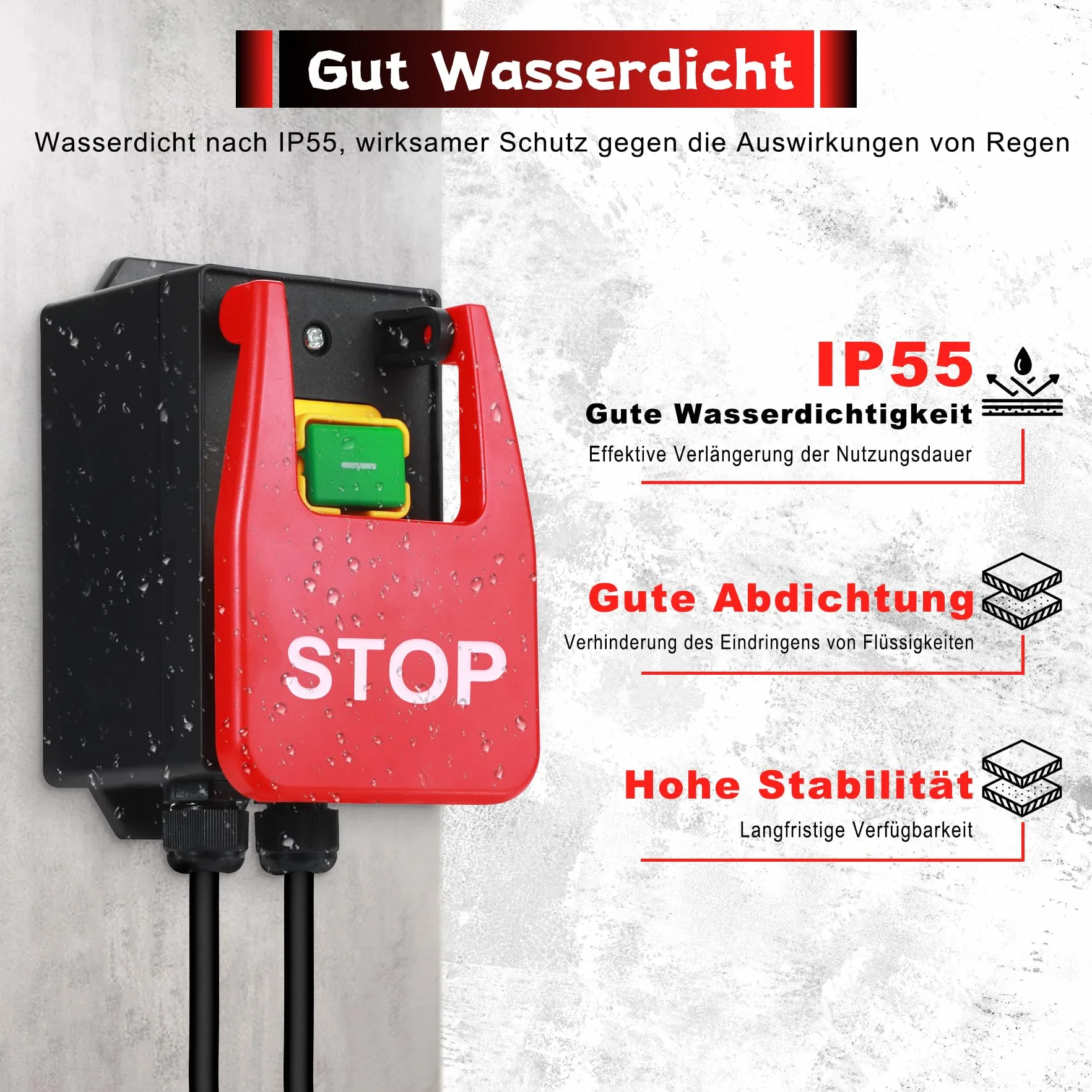 Wyłącznik awaryjny 230 V elektromagnetyczny z gniazdkiem 1,6 m