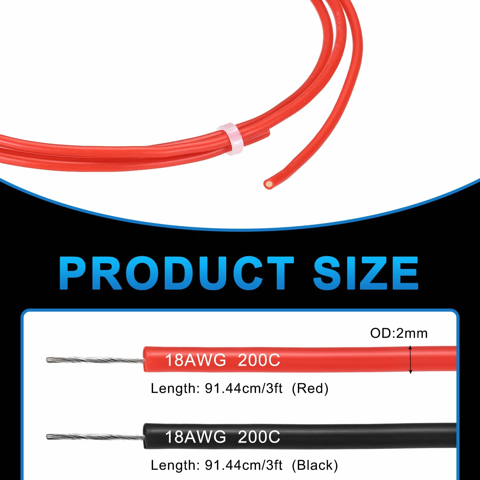 QUARKZMAN kabel silikonowy 18 AWG 1 m 600 V 200C drut pleciony ocynkowany miedź czerwony czarny 2 sztuki