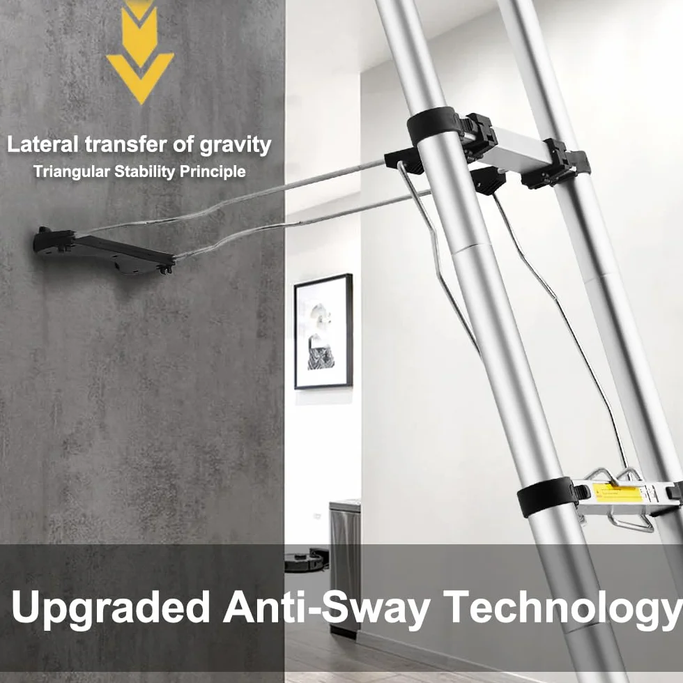 STANEW Aluminiowa drabina teleskopowa 5 m 150 kg składana z drążkiem stabilizującym