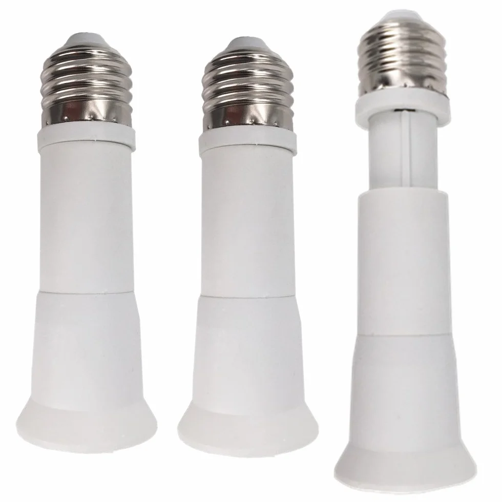 3 sztuki białe 110 – 135 mm długość regulowane przedłużenie E27 na E27 przedłużacz lampy LED podstawa adapter "wielorazowe"