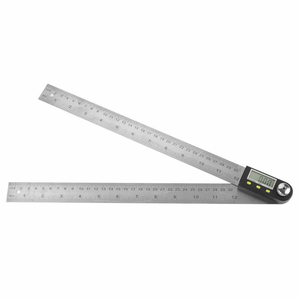 Kątomierz cyfrowy 2 w 1 0-300mm 360° Stal nierdzewna Elektroniczny kątomierz Goniometr Linijka pomiarowa Ekran LCD