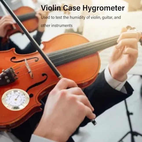 Higrometr Skrzypcowy Mini Miernik Gitary Okrągły Wilgotność Instrumenty Muzyczne Bez Baterii