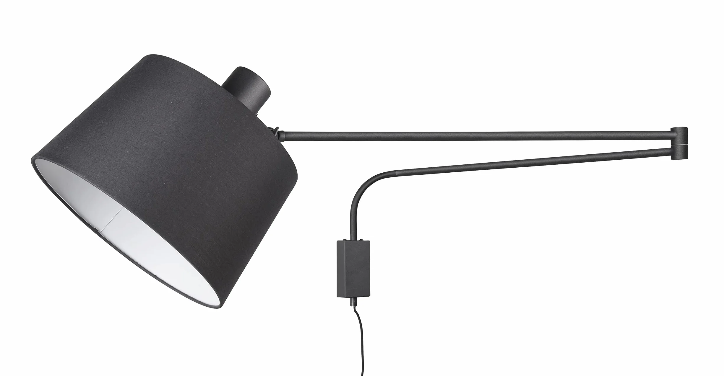 Trio Leuchten Lampa ścienna Baldo 200600132, metal czarny matowy, abażur z materiału czarny, bez 1 x E27