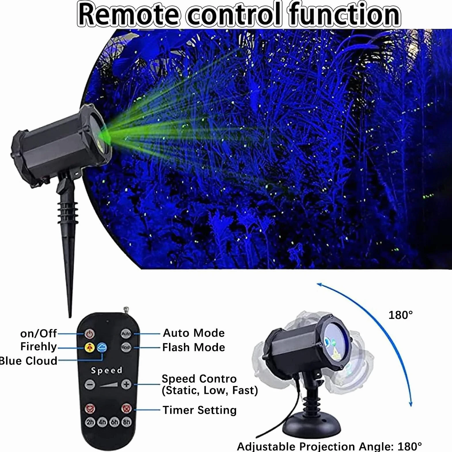 Laserowy projektor świetlny w kształcie gwiazd, zewnętrzne ruchome światła świetlikowe z pilotem