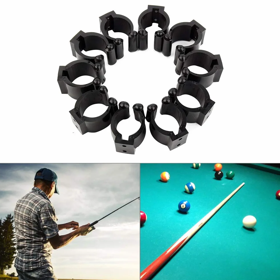 Alomejor Kije basenowe uchwyt mini bilard basen pojedynczy uchwyt plastikowy bilard snooker cue lokalizacja klips uchwyt do basenu stojaki na kije zestaw 10 szt.