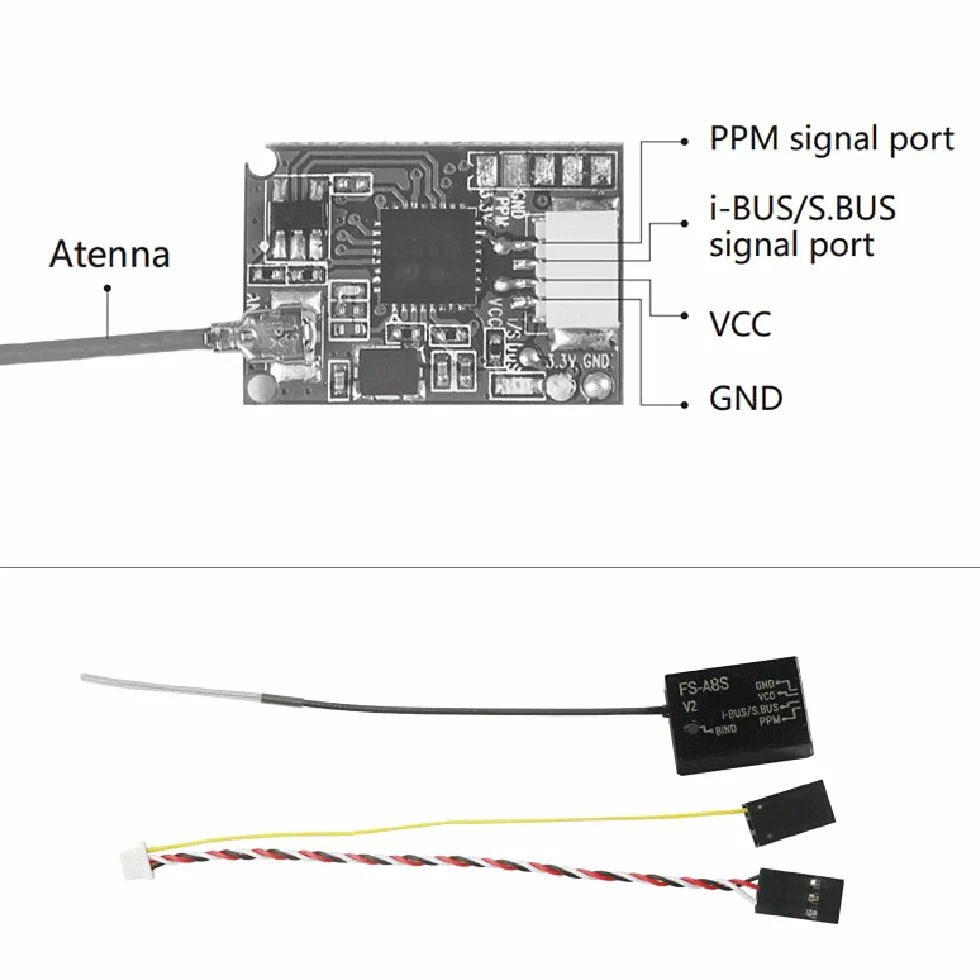 DollaTek Odbiornik Flysky A8S 8CH 2,4 GHz Mini S-Bus PPM i-Bus do nadajnika Flysky i4 i6 i6S i6X TM10 TM8