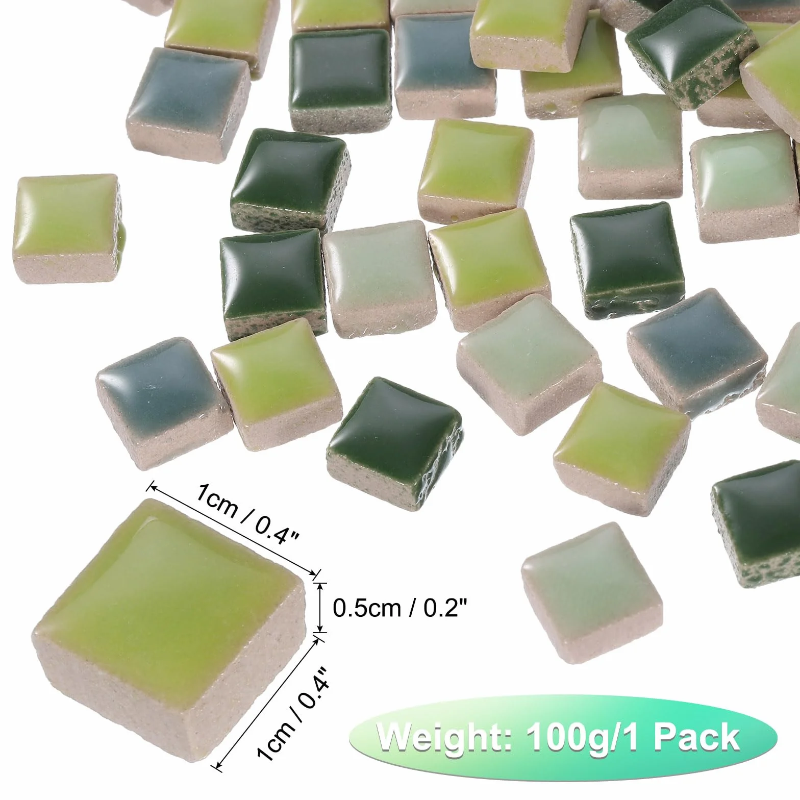 QUARKZMAN Kwadratowe płytki mozaikowe ceramiczne 100 g 1 x 1 cm do dekoracji DIY