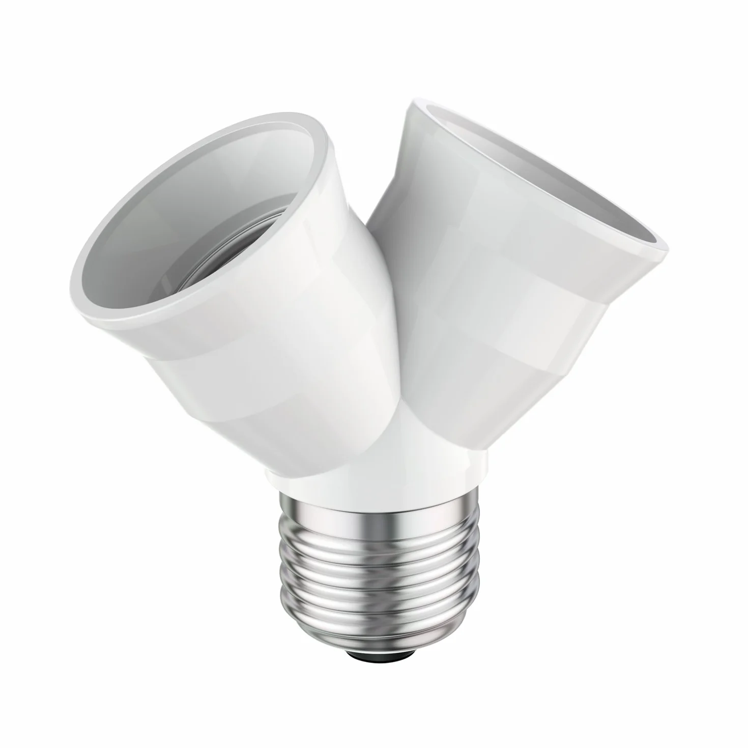 ledscom.de Podstawa E27 2-krotny adapter rozgałęziający biały