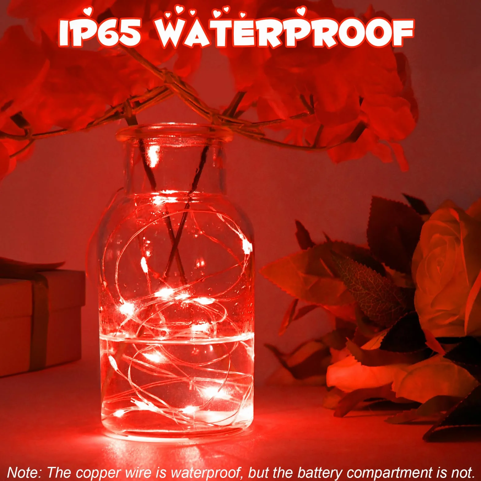Micro Fairy Lights, lampki strunowe Dalugo zasilane na baterie z 30 diodami LED na srebrnym przewodie (czerwony)