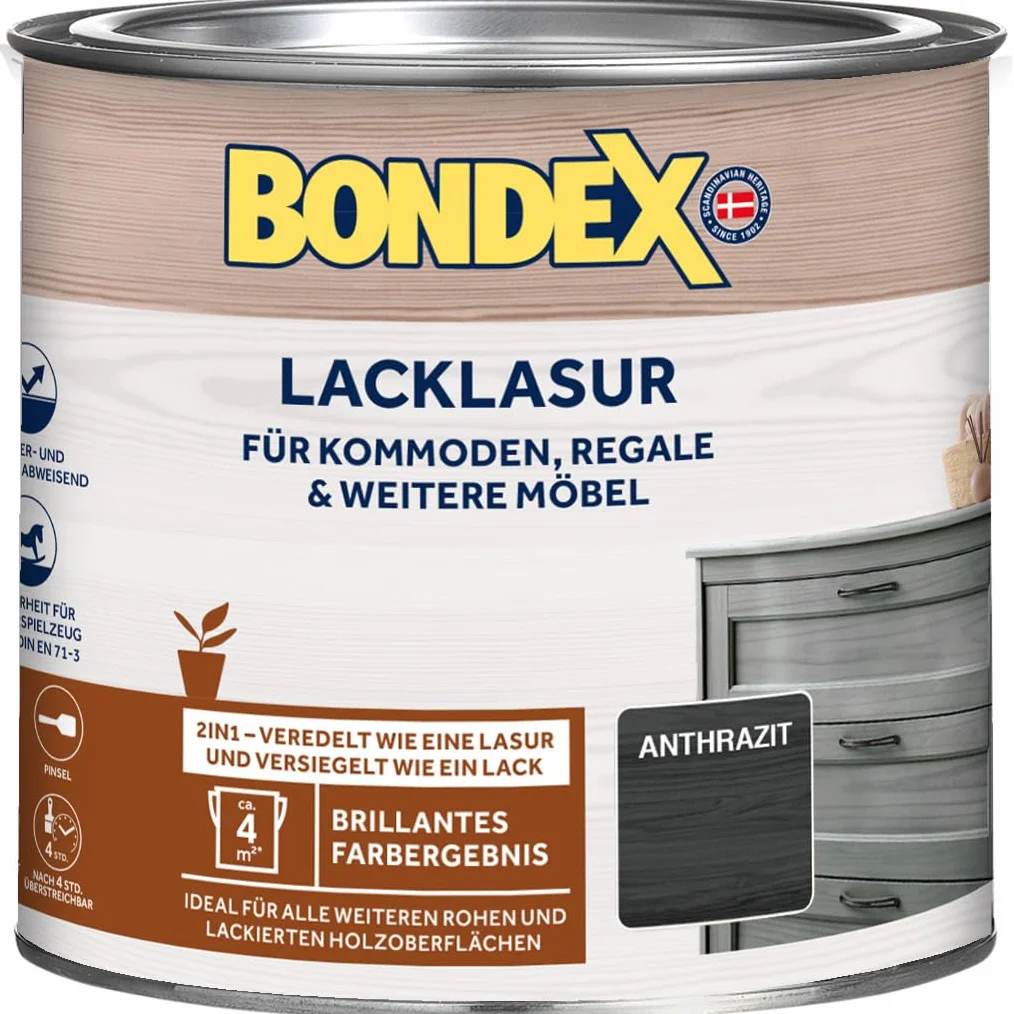 Bondex Lazura do lakieru antracyt 0,375 l 2 w 1 odporna na wodę DIN EN 71-3