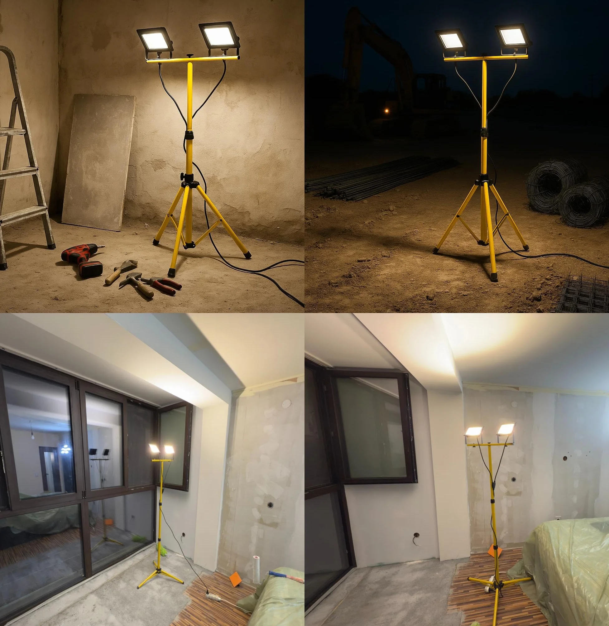 Latrans Reflektor budowlany LED 100W podwójny 2x50W 4000K 5m lampa robocza