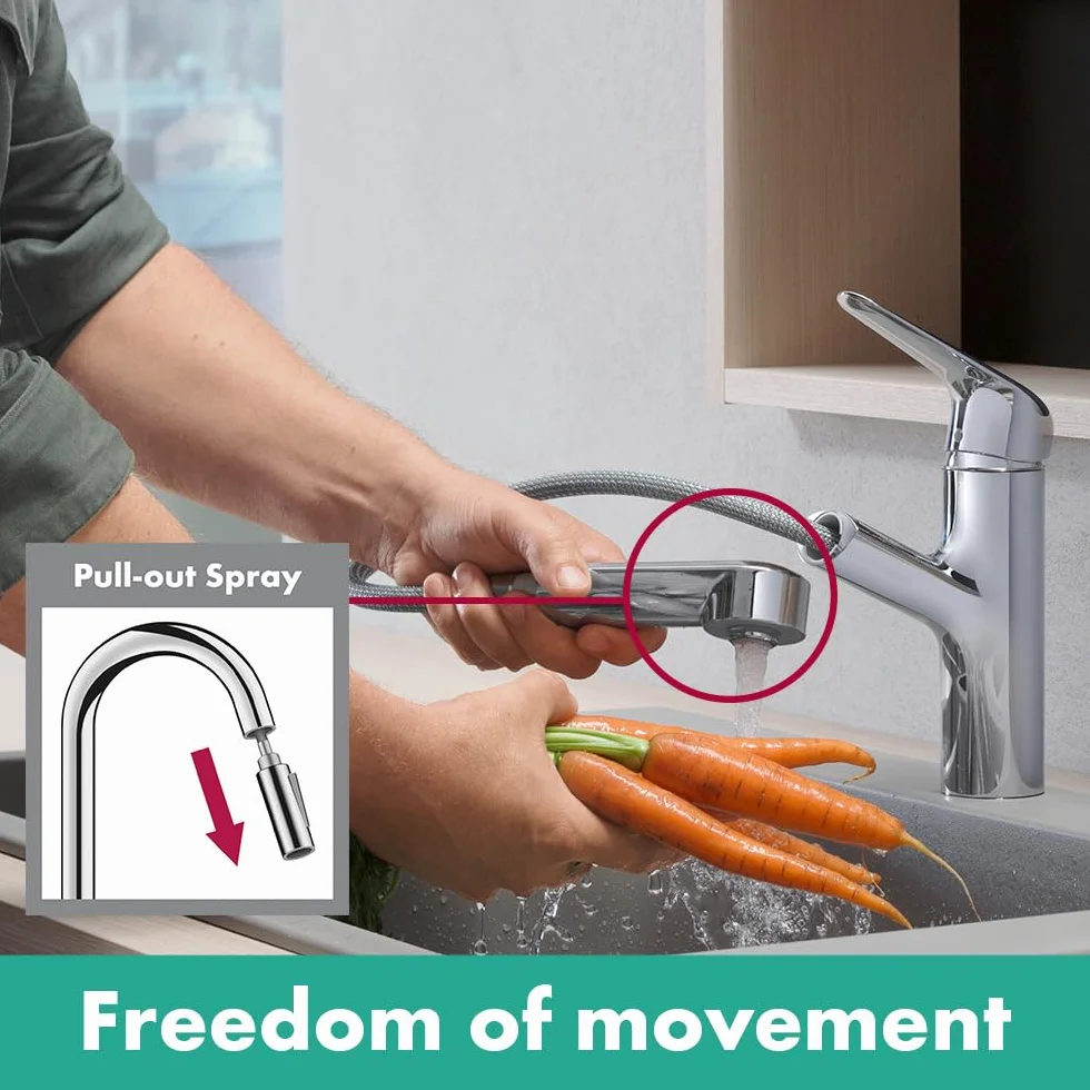 hansgrohe Focus M42 Jednouchwytowa bateria kuchenna 150 wyciągana wylewka chrom