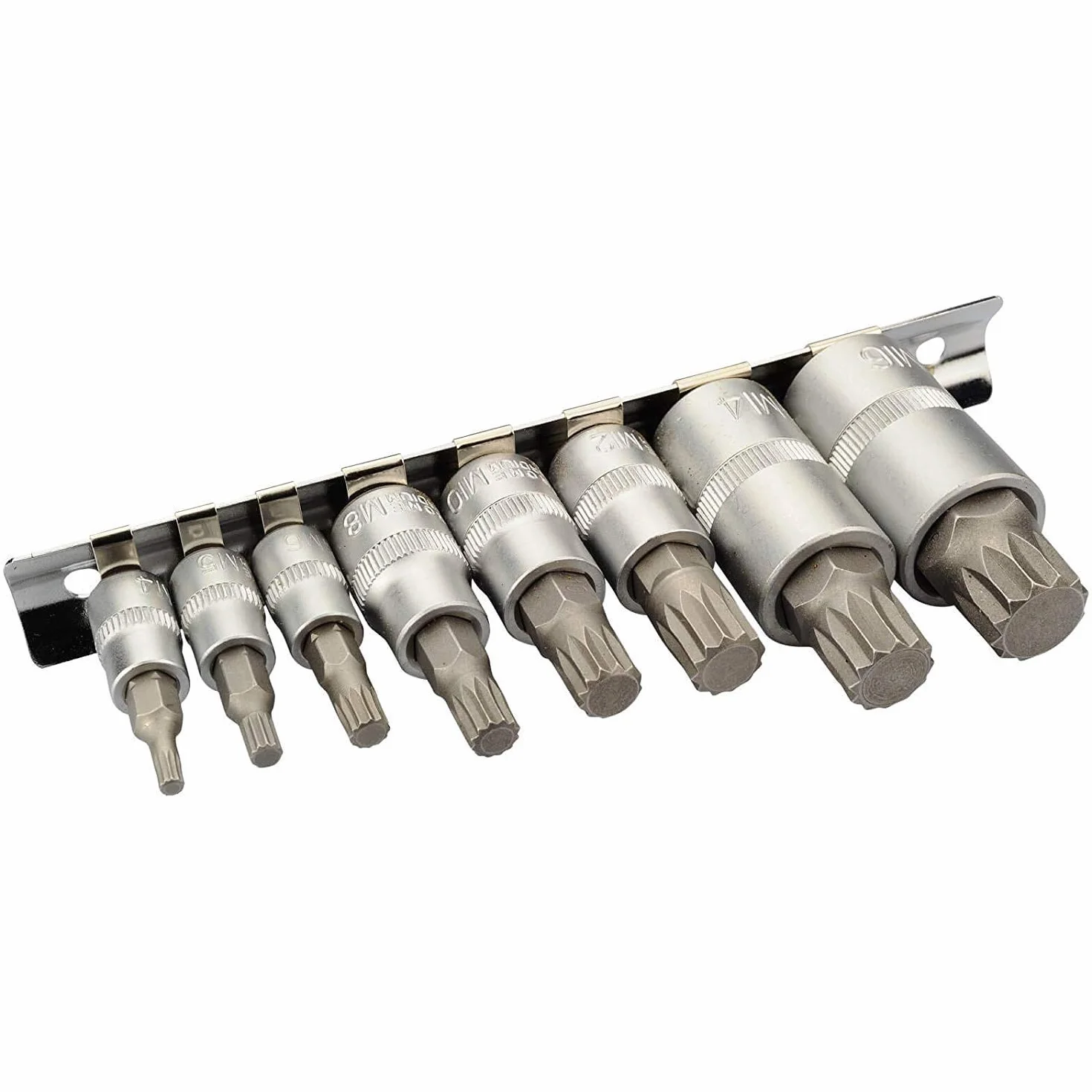 Zestaw nasadek Spline 8-częściowy M4-M16 1/2 3/8 1/4 ze stali chromowo-molibdenowej
