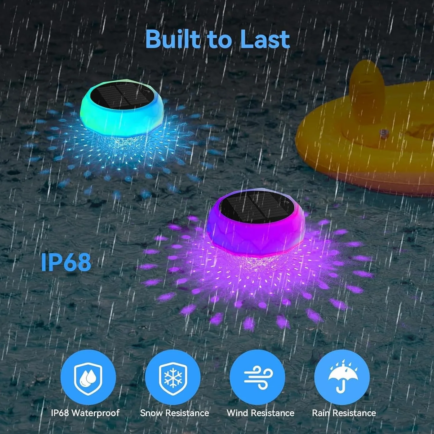 yowin Solarne lampy do stawu RGB LED IP68 pływające oświetlenie basenowe