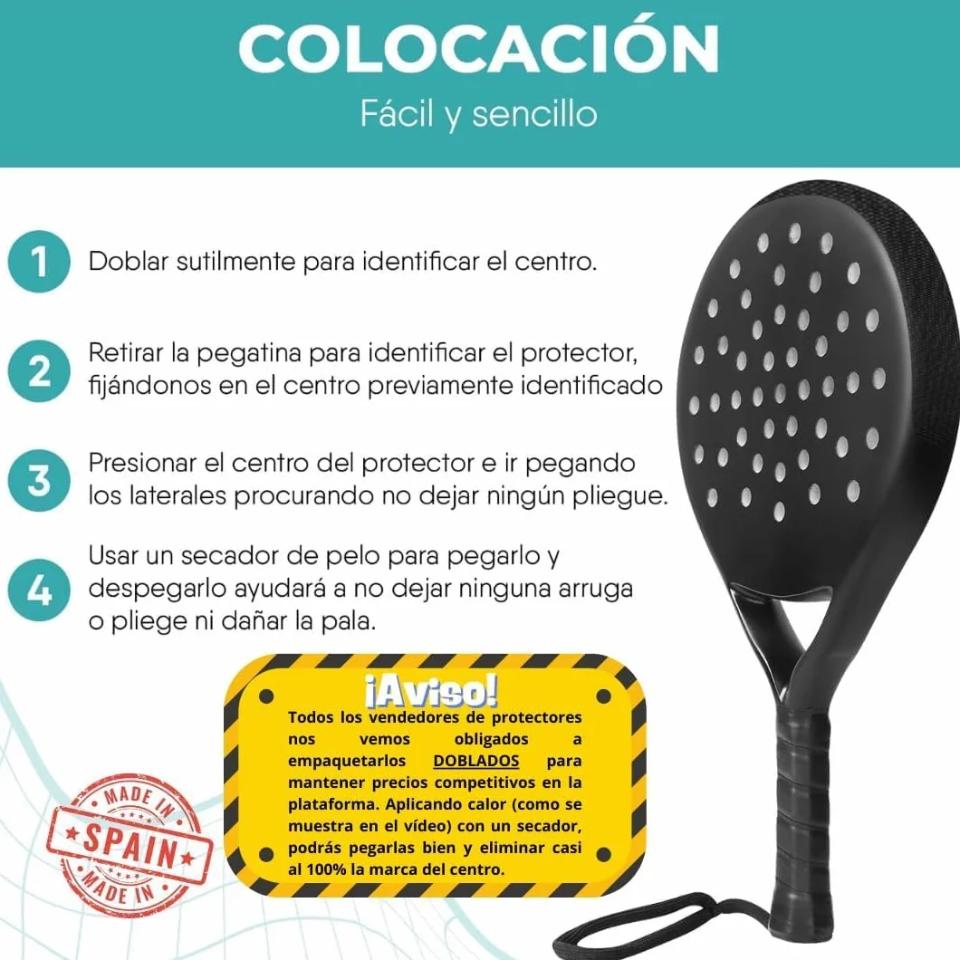 ZRZ Przezroczysty ochraniacz na rakietę padel - 1/2/3/5 - szorstki i lekki ochraniacz na głowę rakiety - akcesoria Padel trwałe i łatwe do wymiany - wymiary 35 x 370 mm.