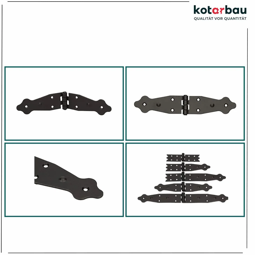 KOTARBAU® Zawias do skrzyni 190 x 35 mm Czarny powlekany proszkowo
