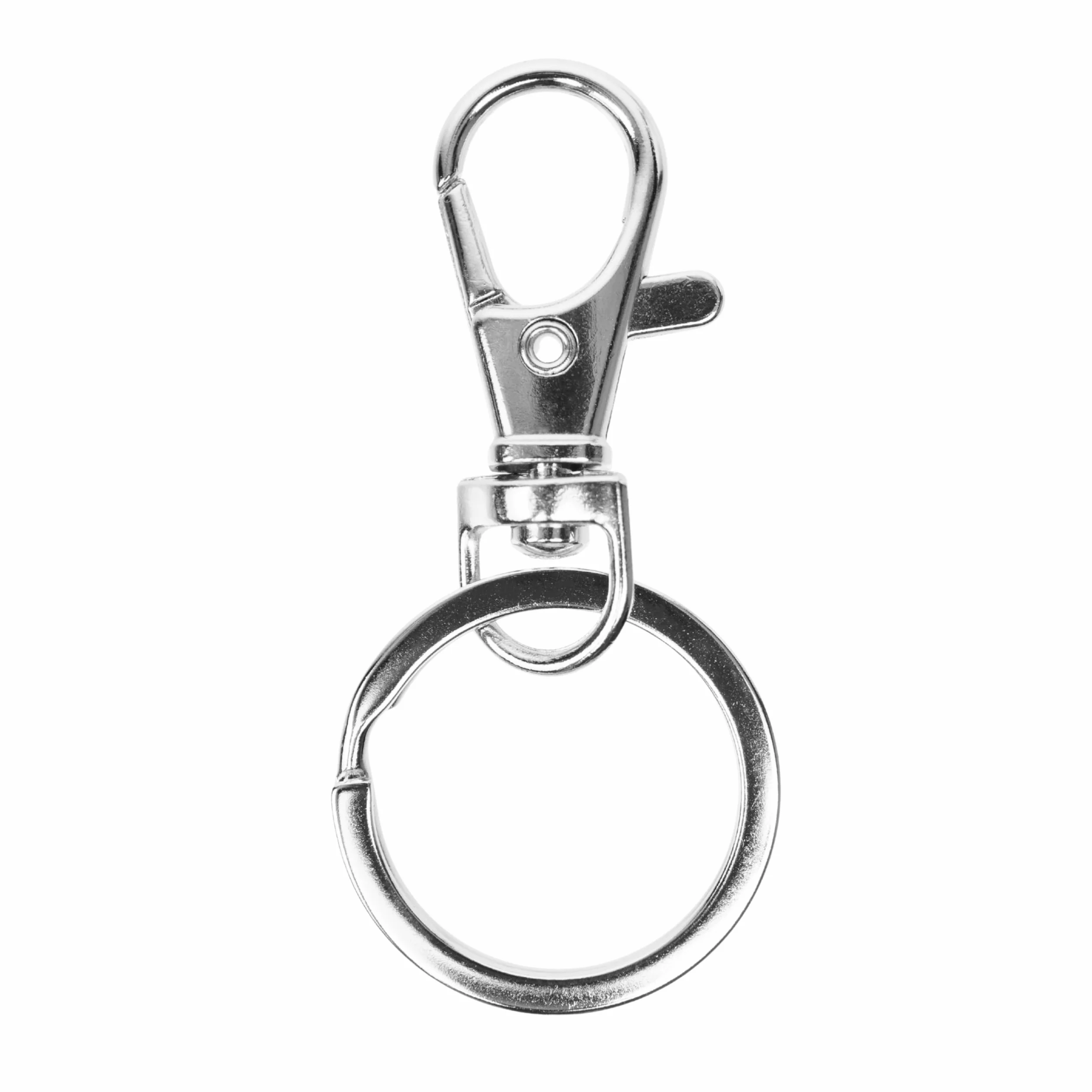 Breloczek z karabińczykiem z D-ringiem 10 mm, kółko do kluczy 25 mm, metalowe kółko obracane 360°, 24 sztuki