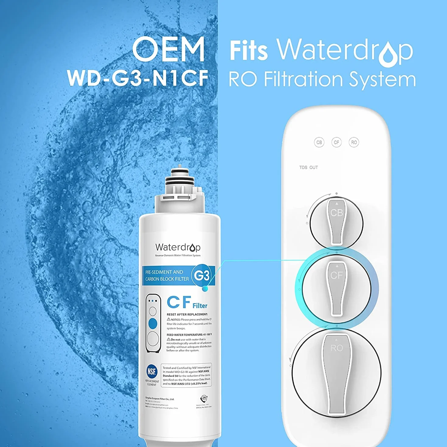 Waterdrop WD-G3-N1CF Filtr zamiennik do systemu odwróconej osmozy WD-G3-W