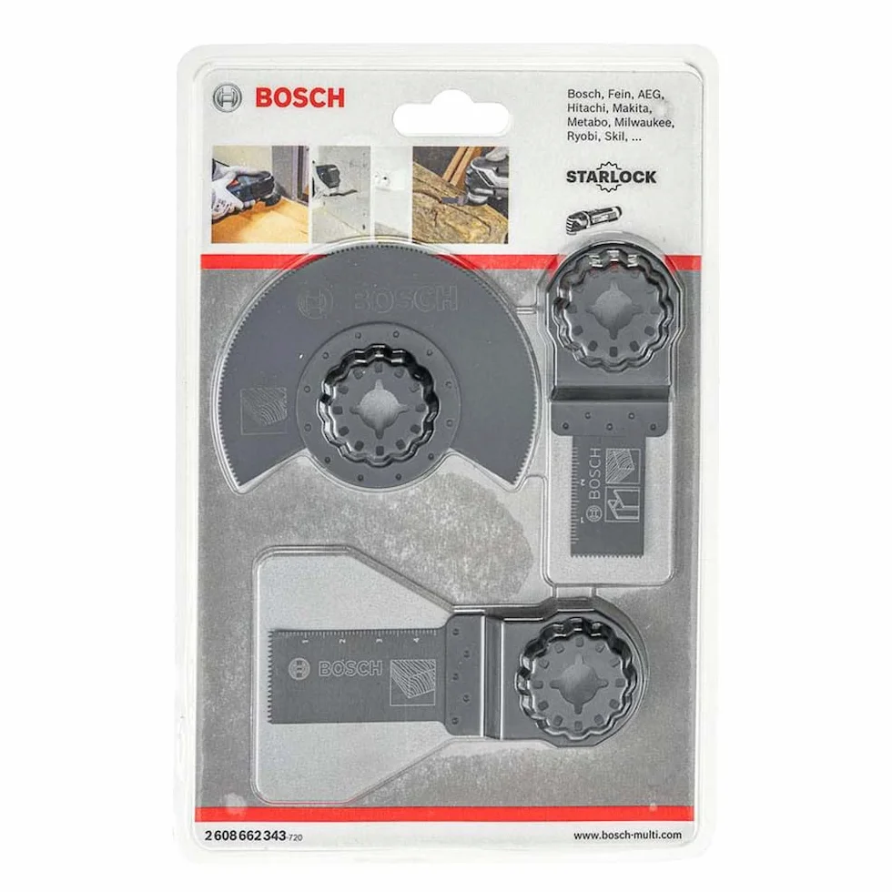 Bosch Profesjonalny Zestaw Brzeszczotów do Drewna 3 szt. HCS Segmentowy, HCS Cięcie Wgłębne, BIM Cięcie Wgłębne Wood and Metal