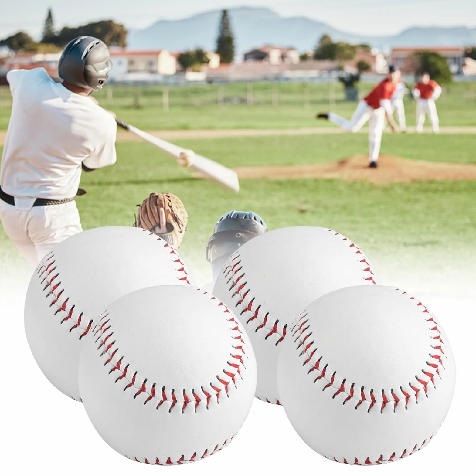4 sztuki piłek do baseballa 22,86 cm, profesjonalne ręcznie szyte piłki do baseballa, piłki do baseballa PU, twarde miękkie miękkie kauczukowe rdzenie piłki do baseballa dla dorosłych
