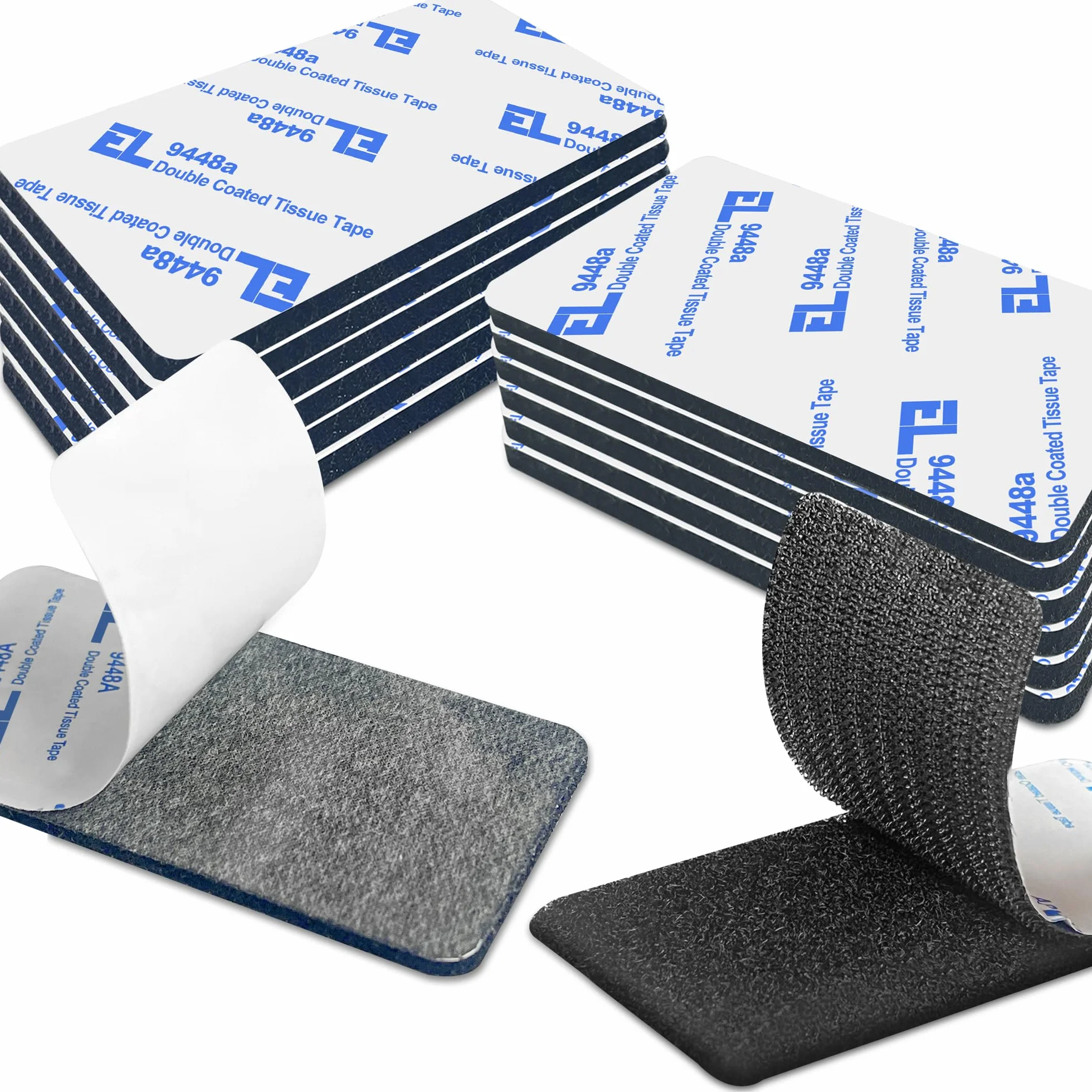 Czarna taśma klejąca z nylonu 12 par samoprzylepnych pasków na rzepy 5 cm x 10 cm zaokrąglone narożniki mocna przyczepność wielokrotnego użytku