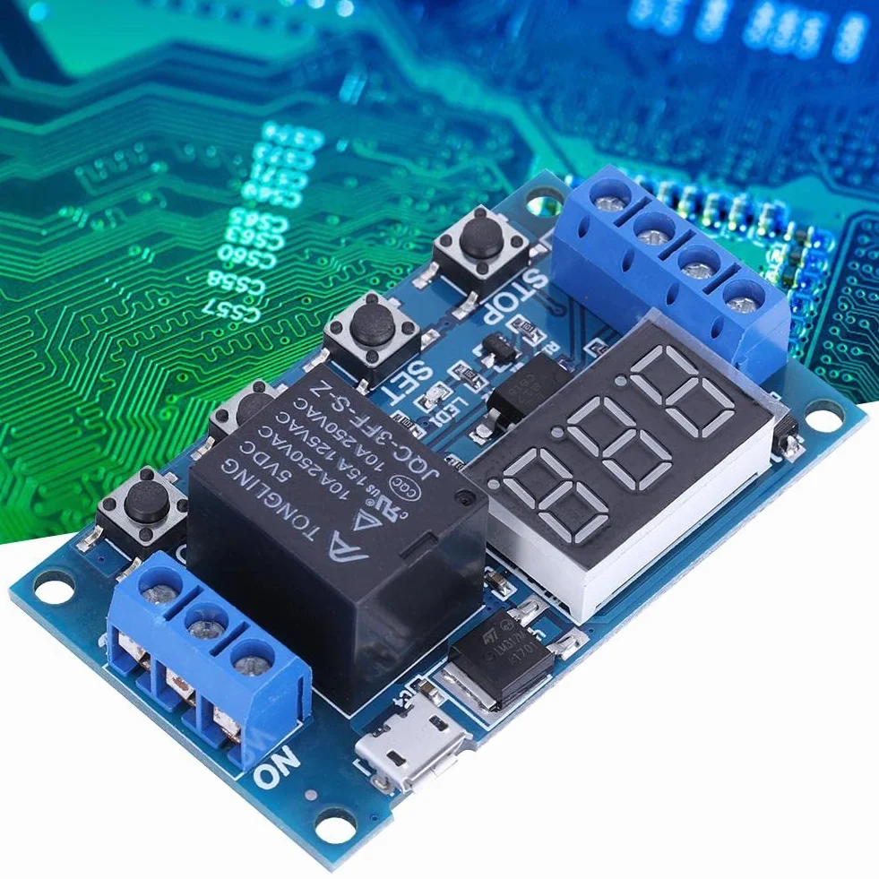 DEWIN Przekaźnik czasowy DC 6 V-30 V opóźnienie włączania/wyłączania timer LED micro USB 5 V