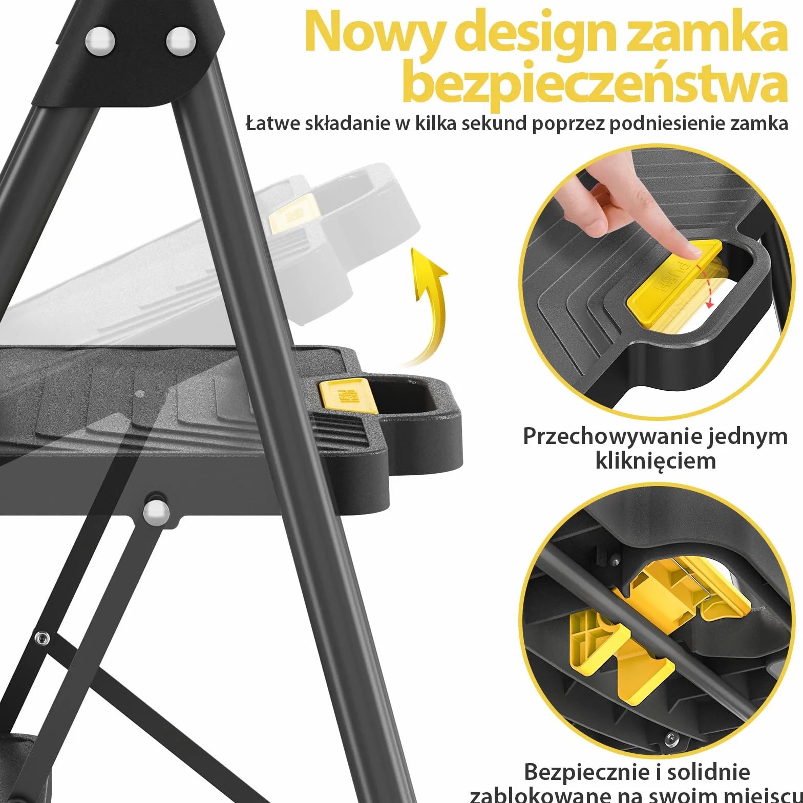 KINGRACK Drabina 3-stopniowa składana stalowa 360 kg antypoślizgowa