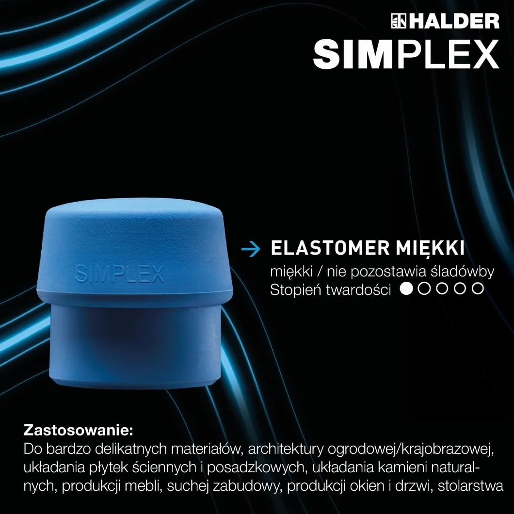 Simplex młotek ochronny TPE-soft/TPE-mid żeliwo ciągliwe drewniany trzonek D=30 mm 3013.030
