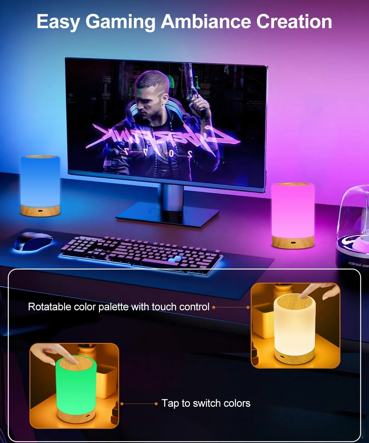 Ściemniana dotykowo lampka nocna, 256 kolorów RGB, ładowana przez USB, wyłącznik czasowy, lampka nocna dla niemowląt i dzieci, idealny prezent do sypialni
