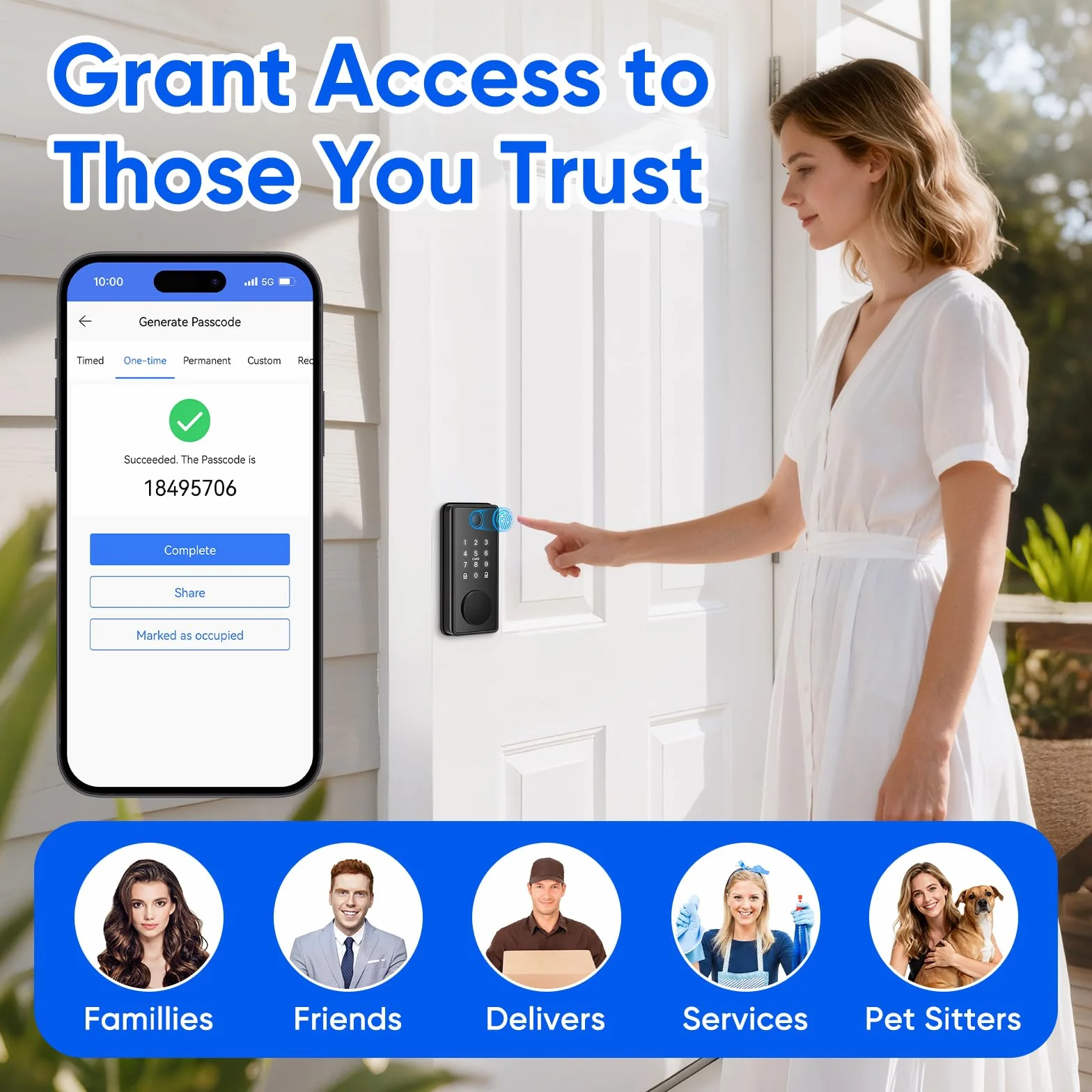 MYPIN Smart Door Lock z klawiaturą dotykową, elektroniczny zamek, czytnik linii papilarnych, otwieracz aplikacją, odcisków palców, kodu, kluczy, kart, Apple