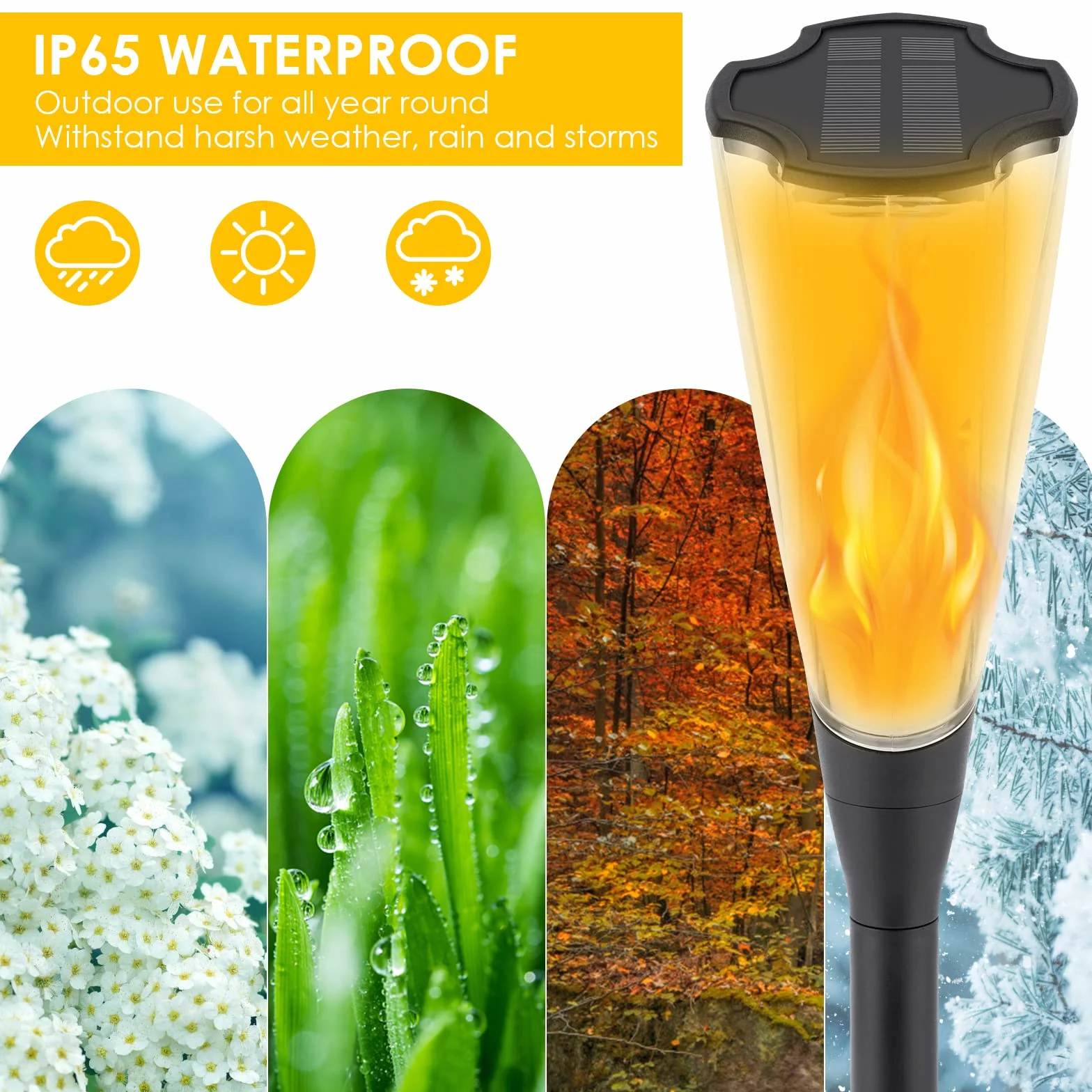 ZWOOS 4-pak solarna latarka z migoczącym płomieniem IP65 do ogrodu
