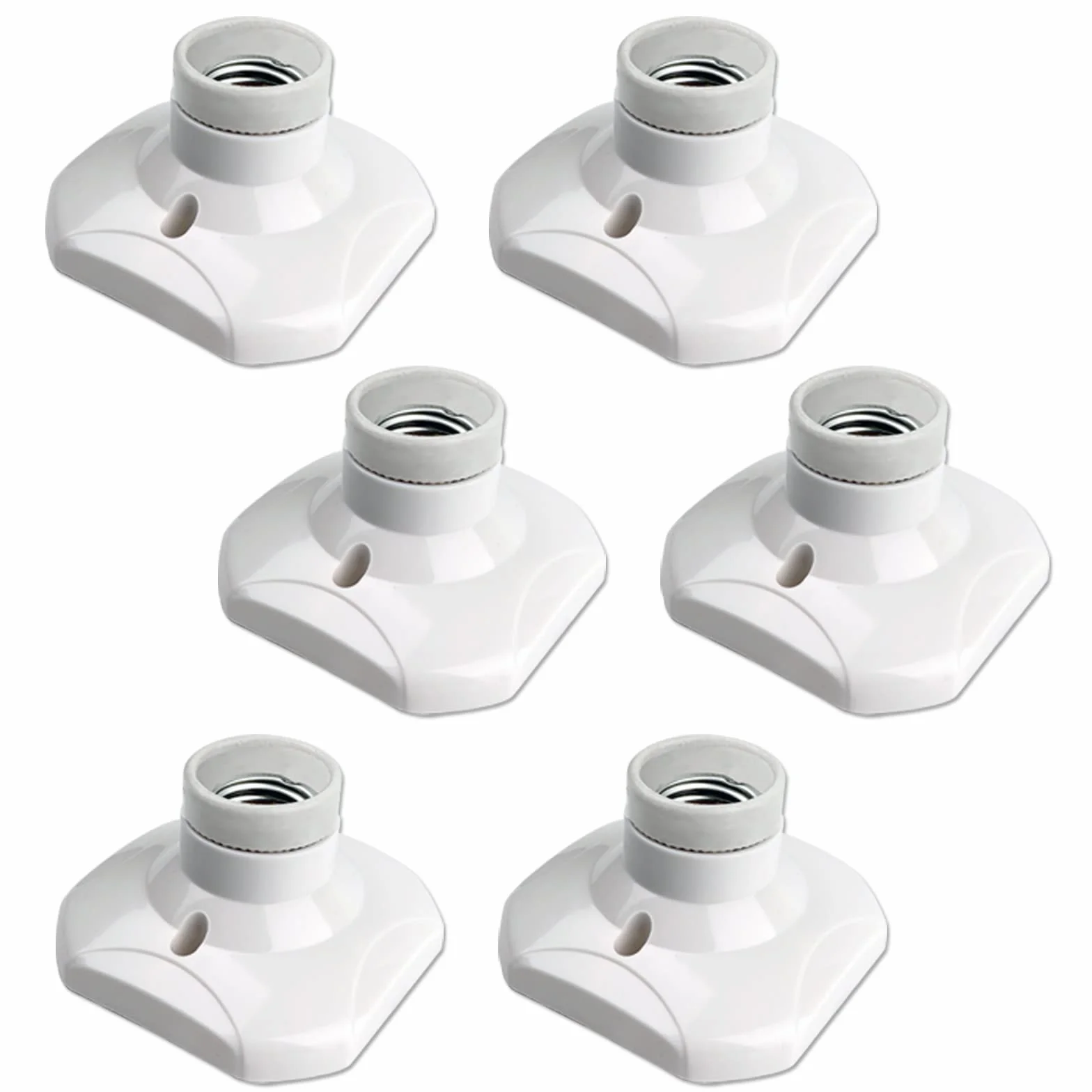 Gniazdo Sufitowe E27 220-240V LED Biały Plastik Zestaw 6 Szt