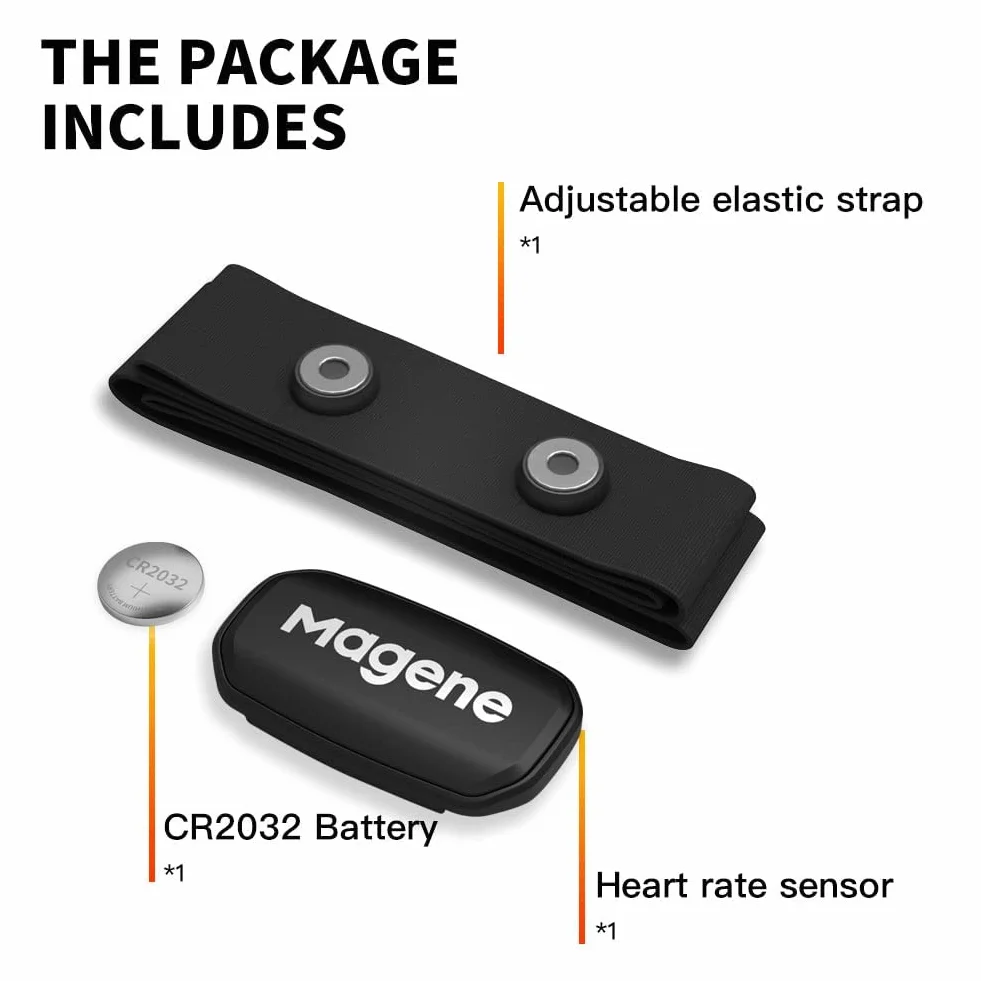 Magene HRM pulsometr, pas piersiowy, tracker fitness, IP67, wodoszczelny, obsługa Bluetooth 4.2 i ANT+, kompatybilny z Wahoo, Zwift, Strava, Elite HRV