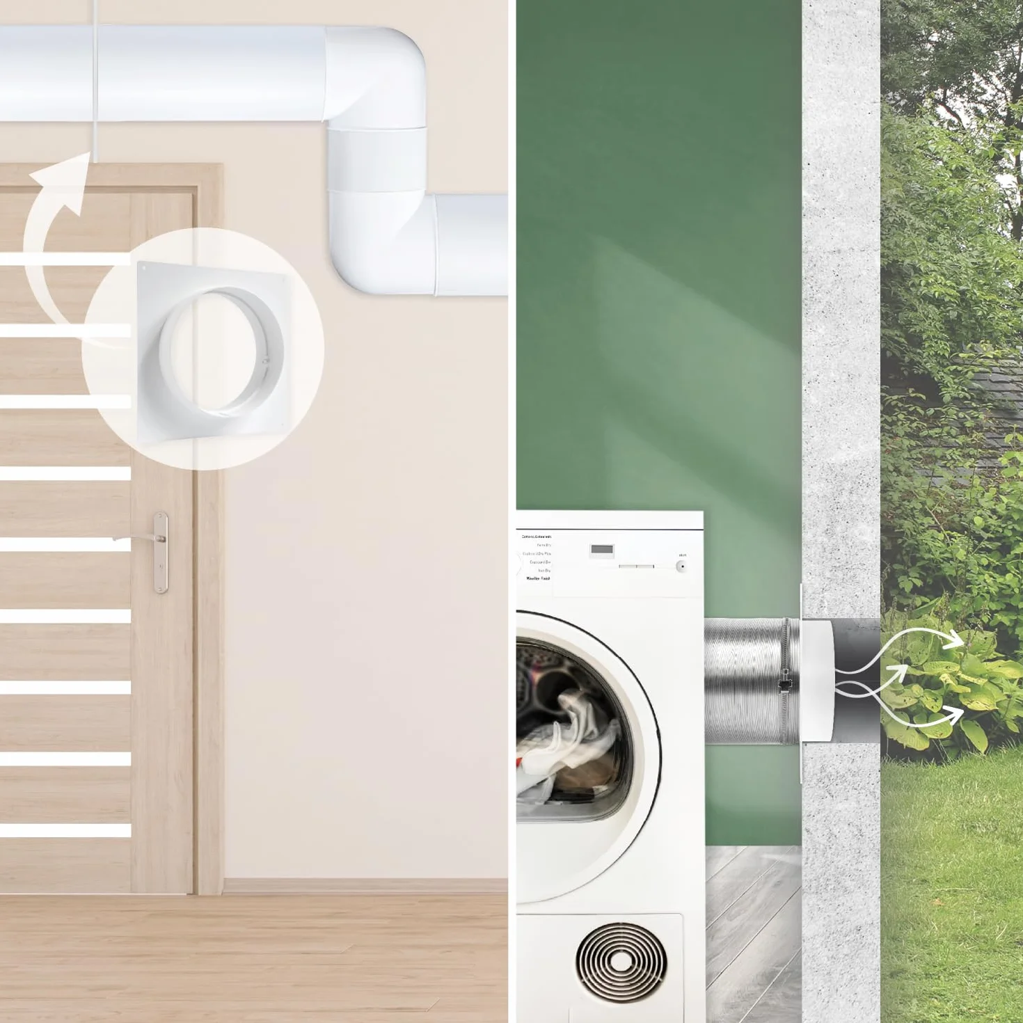 Vent Systems Kołnierz kanału wentylacyjnego 150 mm – łącznik kanału z tworzywa sztucznego do rury – adapter do ogrzewania, chłodzenia, powietrza wylotowego, systemów HVAC – łącznik do rur