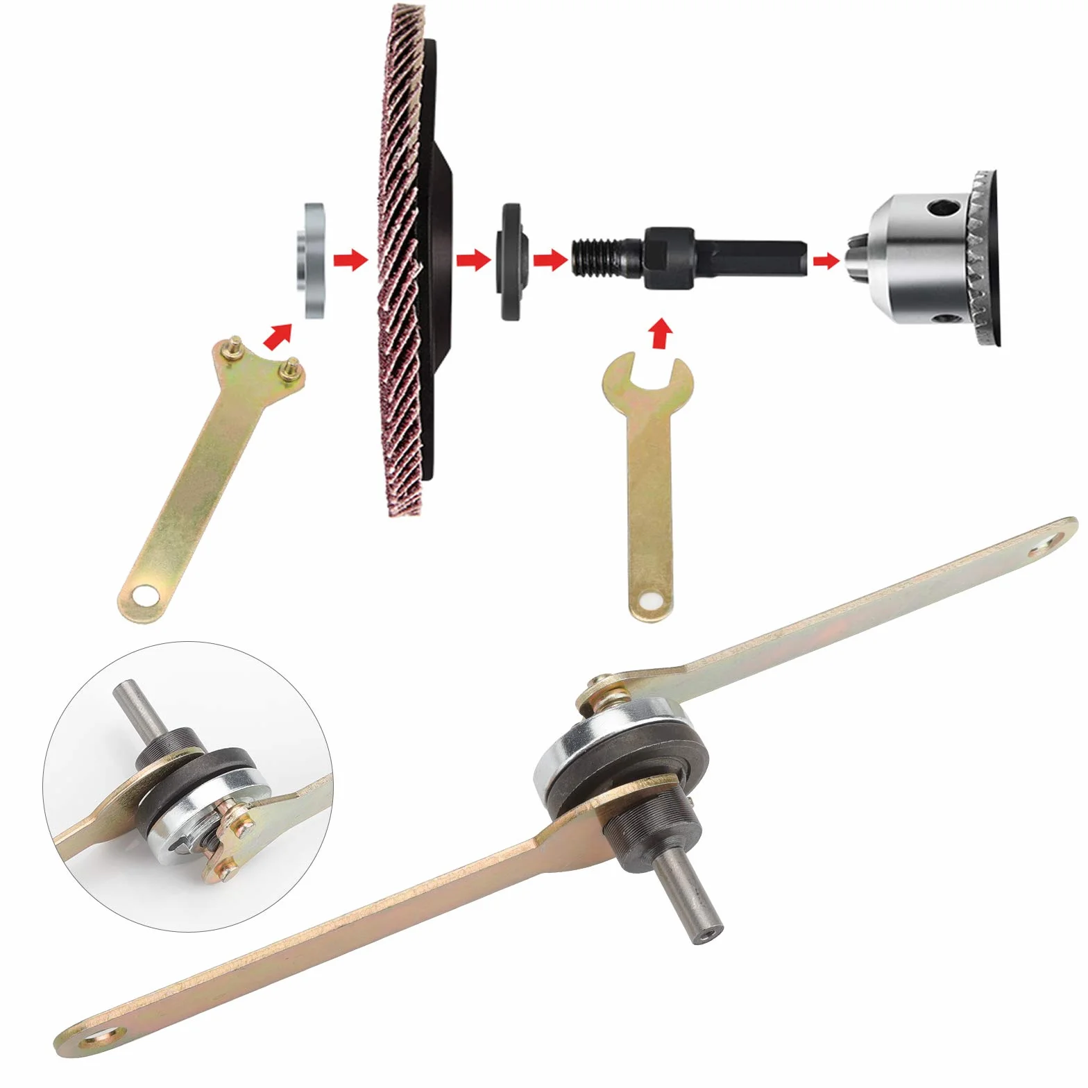 Rybtd 9 sztuk Szlifierka Kątowa Części Zamienne Wał Silnika Sprzęgło Korbowód 6mm/10mm Trzpień Adapter Kołnierz Wiertło Klucz Uchwyt do Szlifowania Polerowania