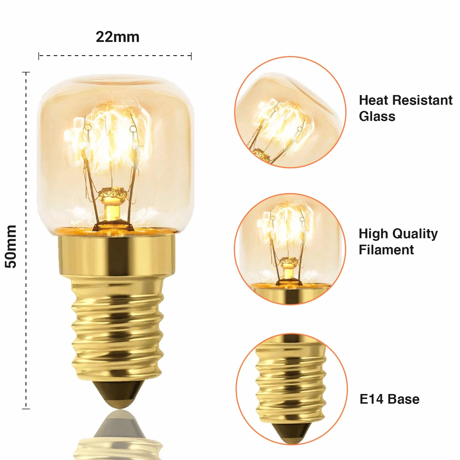 Ściemnialna żarówka piekarnika E14 2700K 160 lumenów odporna na temperaturę 300°C 5 sztuk