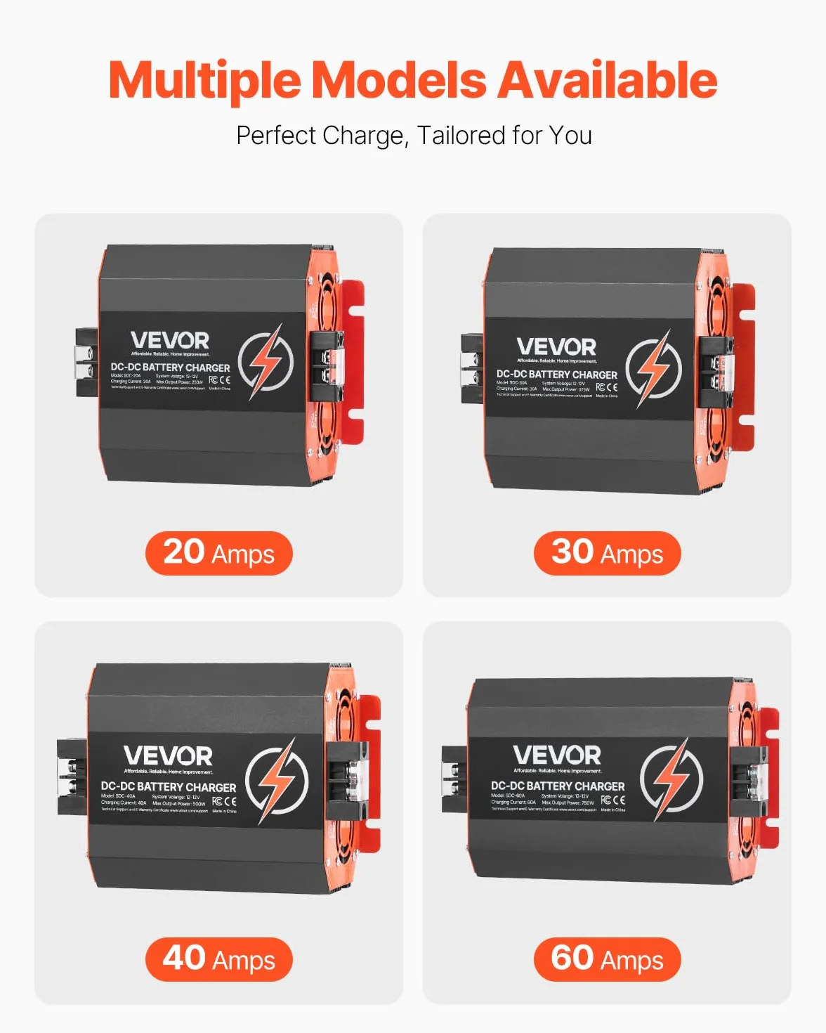 VEVOR Ładowarka pokładowa 12V 30A DC/DC 375W do akumulatorów litowo-jonowych AGM żelowych