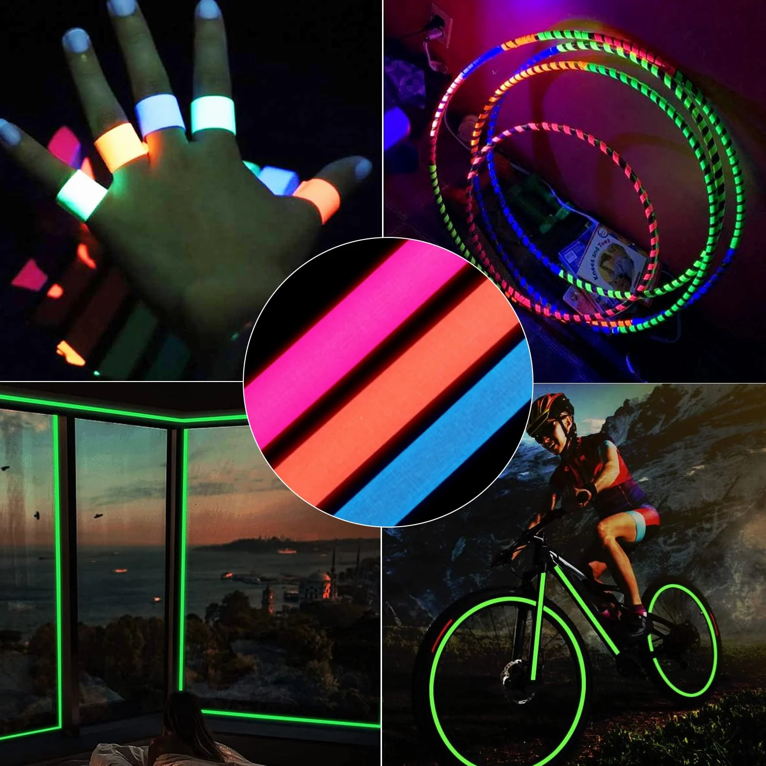 Glow in the Dark Art Taśma Klejąca 15 mm x 5 m Fluorescencyjna Świecąca Dekoracyjna Samoprzylepna