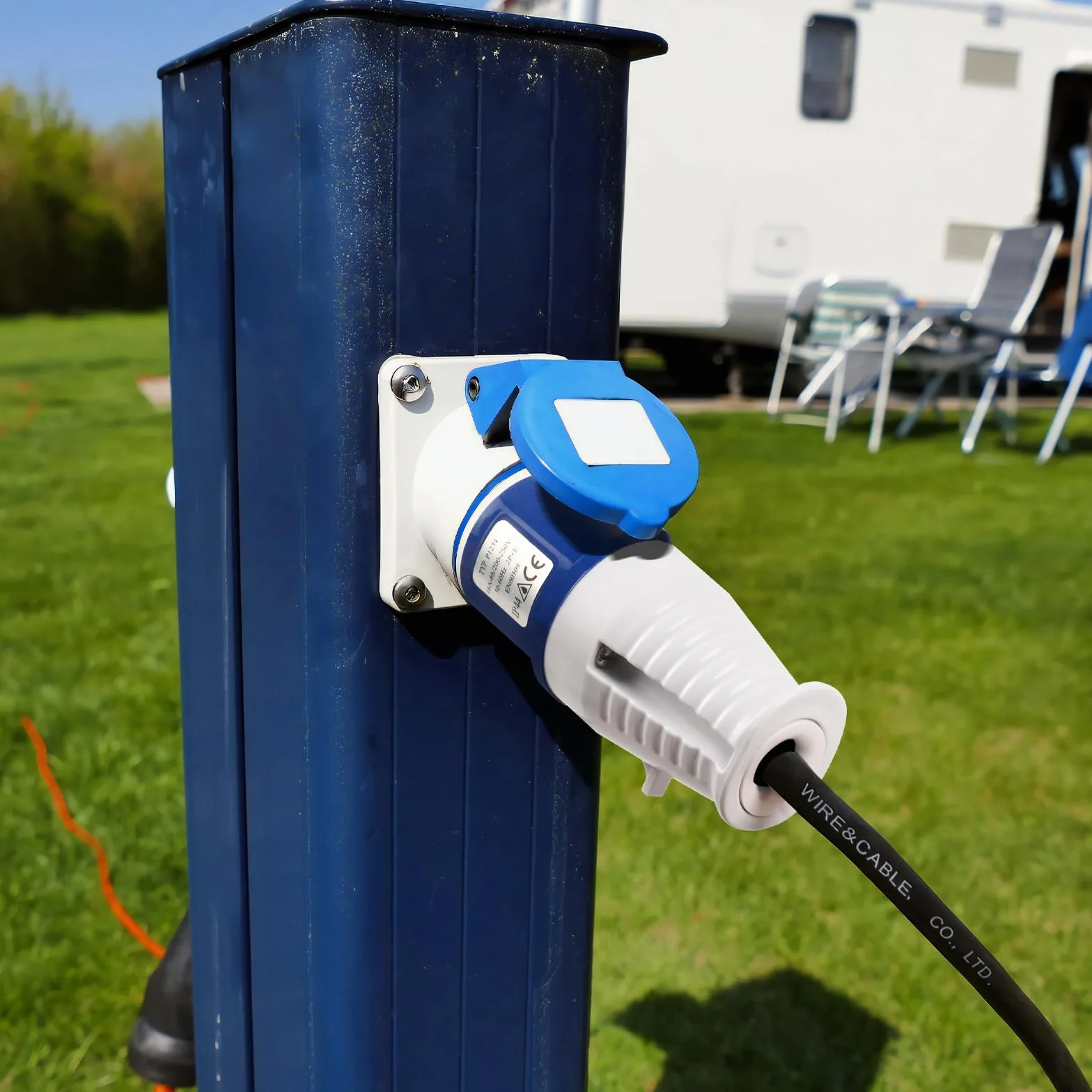 AOHEWEI Kabel przejściowy CEE 1,5 m Schuko do wtyczki CEE 230 V 16 A IP44