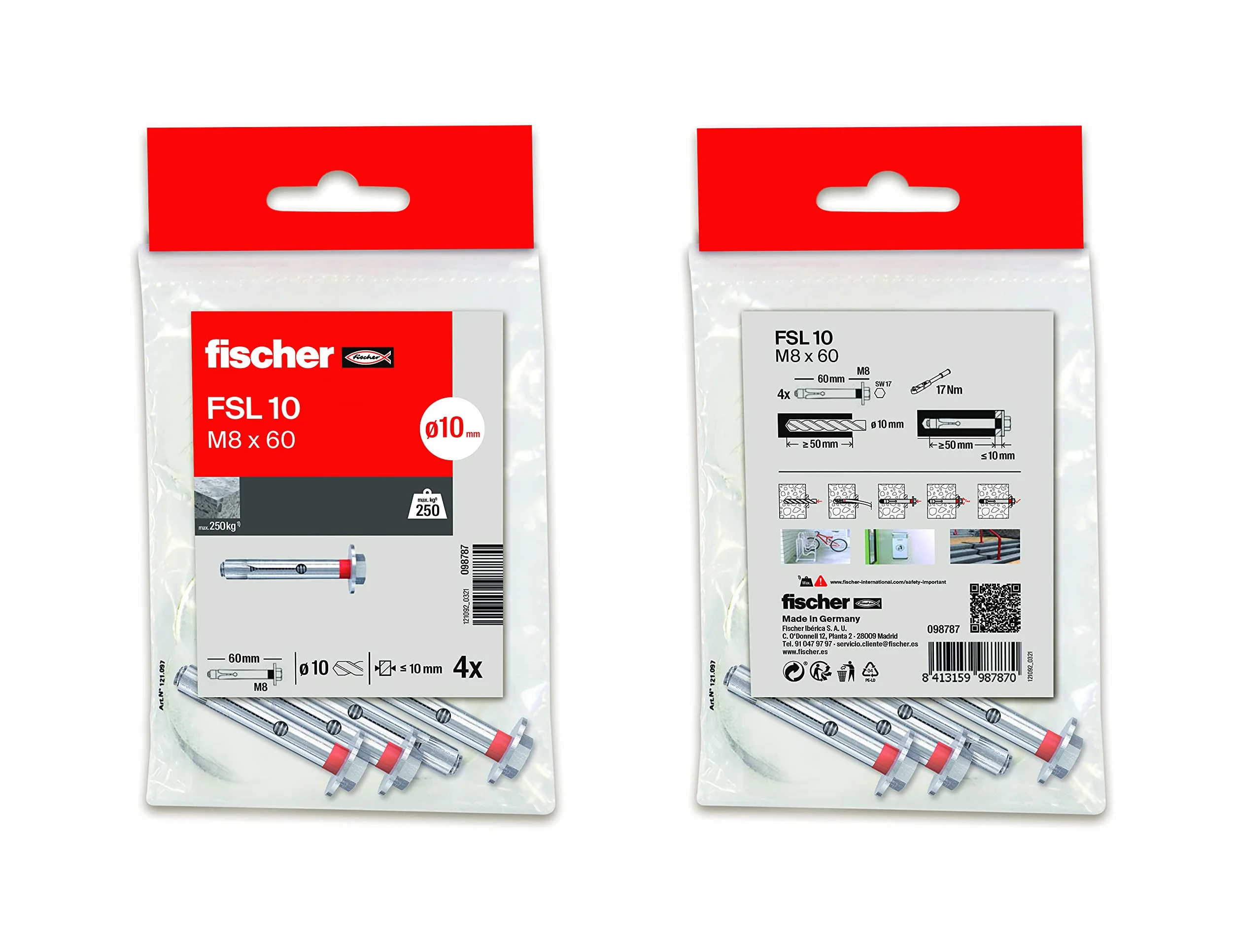 Fischer Kotwa rozporowa metalowa FSL M8x80 4 szt.